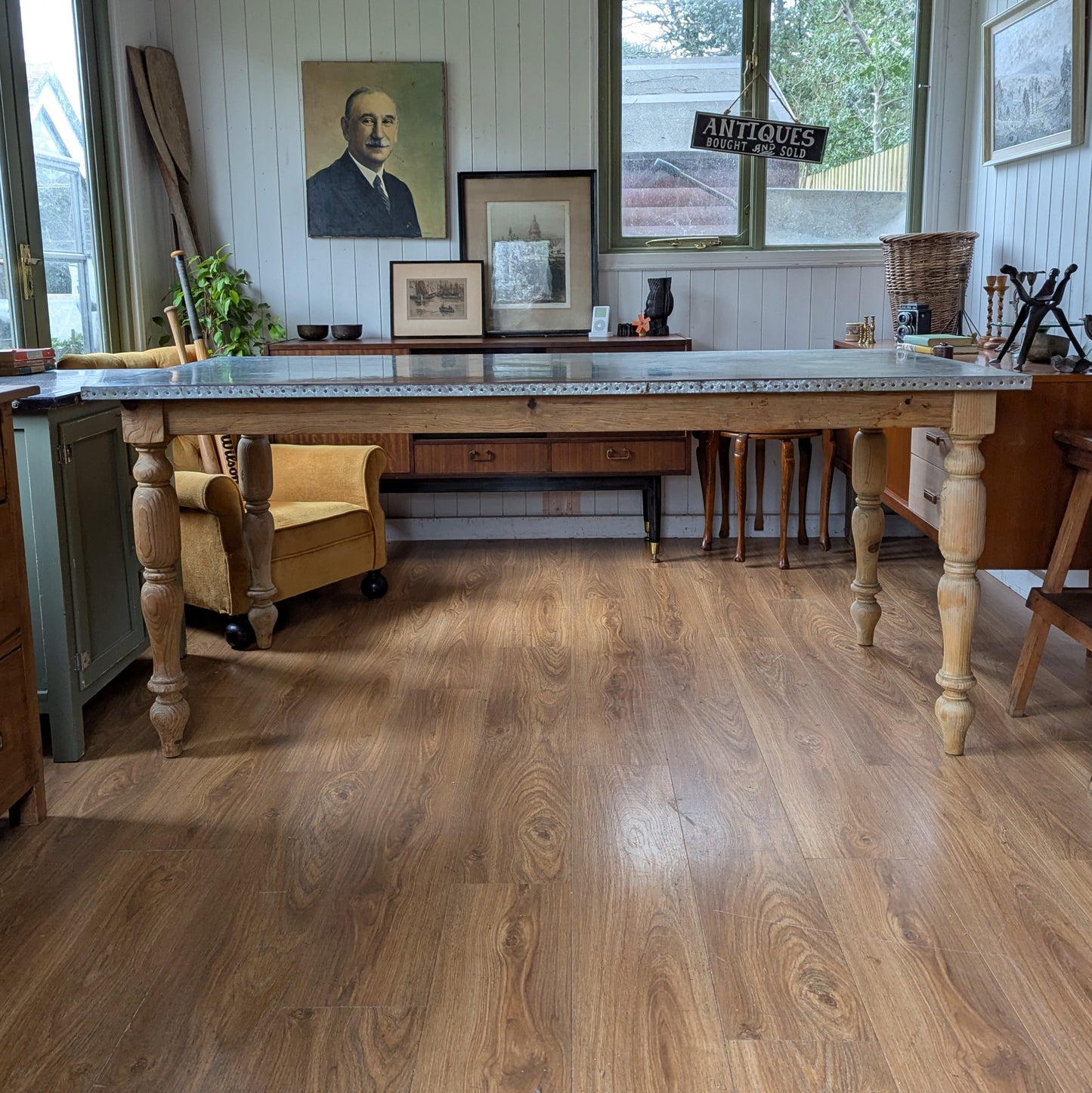Zinc Topped 8 Seater Dining Table