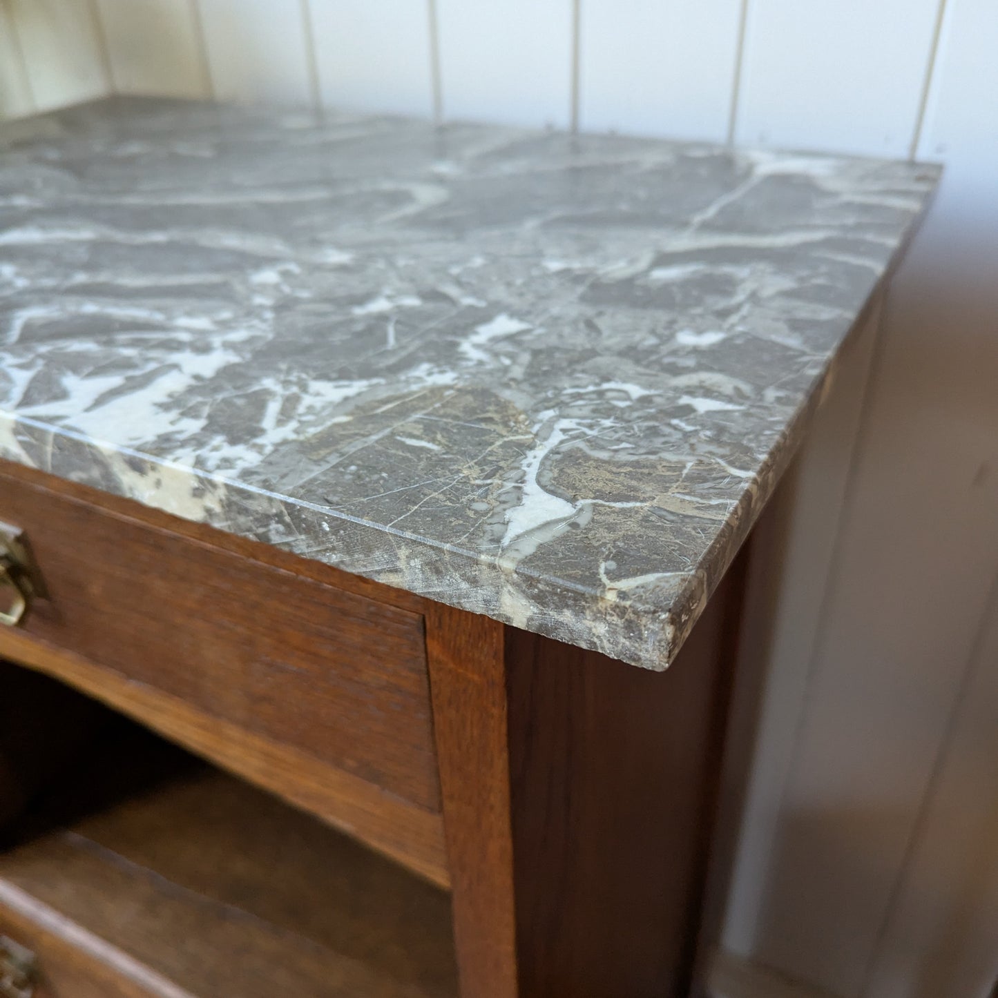 Marble Topped French Oak Pot Cupboard