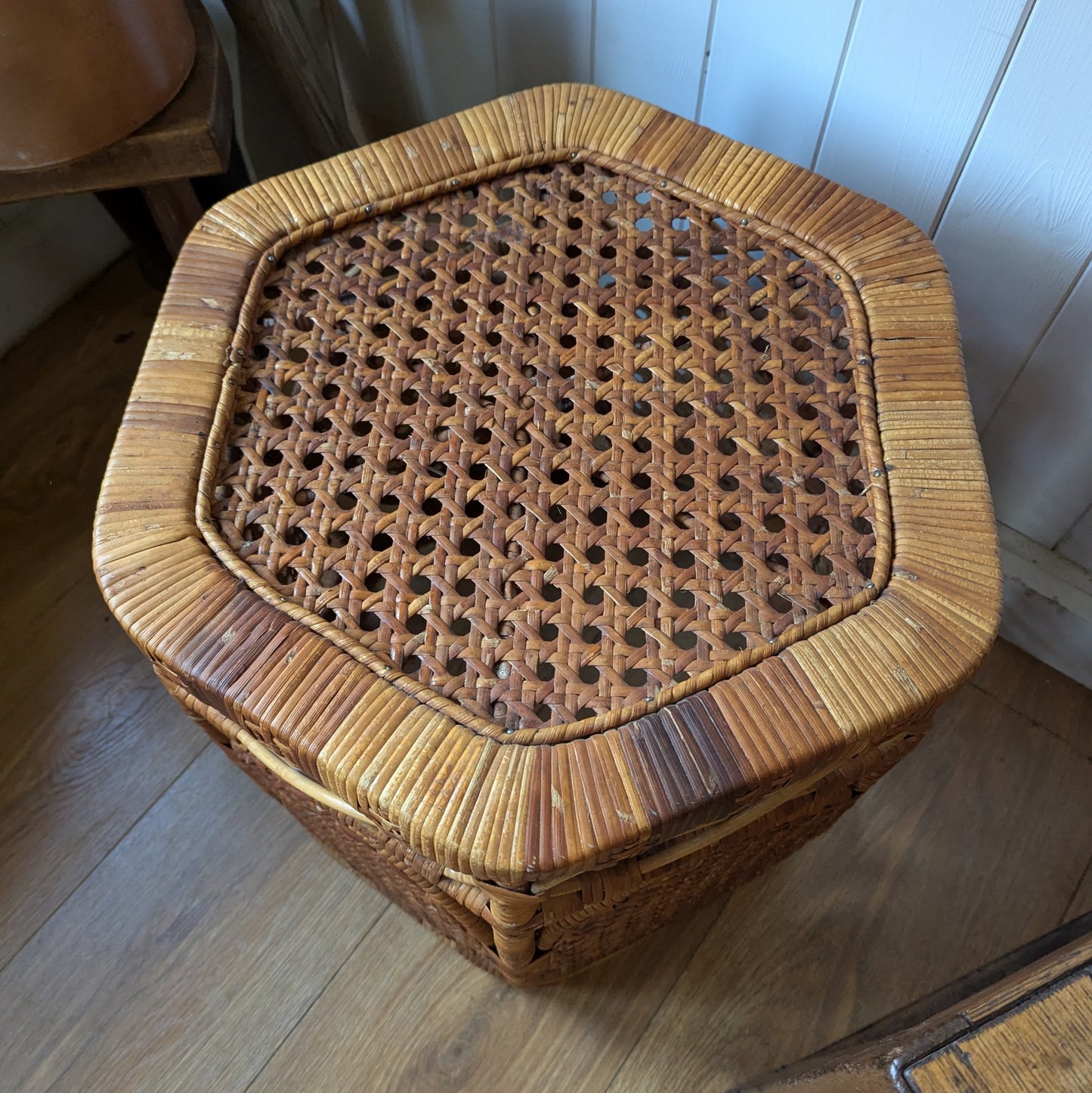 Vintage Bamboo and Cane Side Table