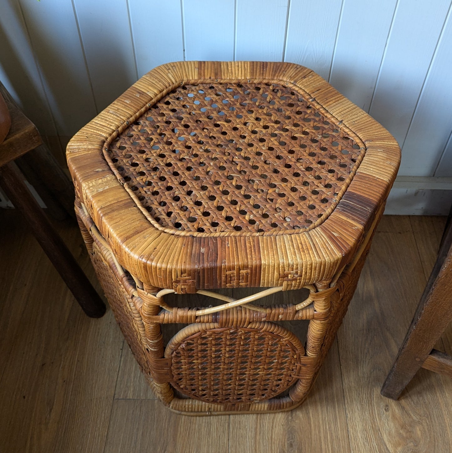 Vintage Bamboo and Cane Side Table