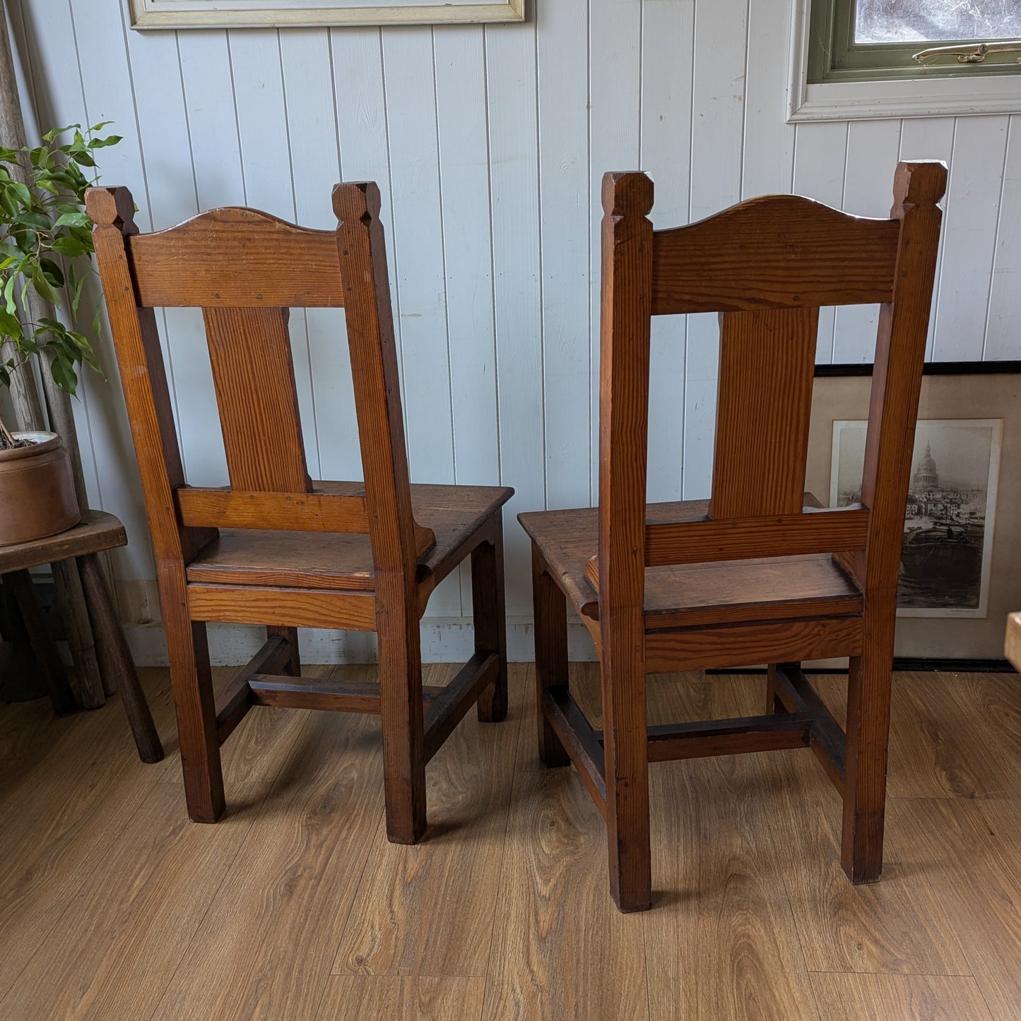 Pair of Ecclesiastical Oak Chairs