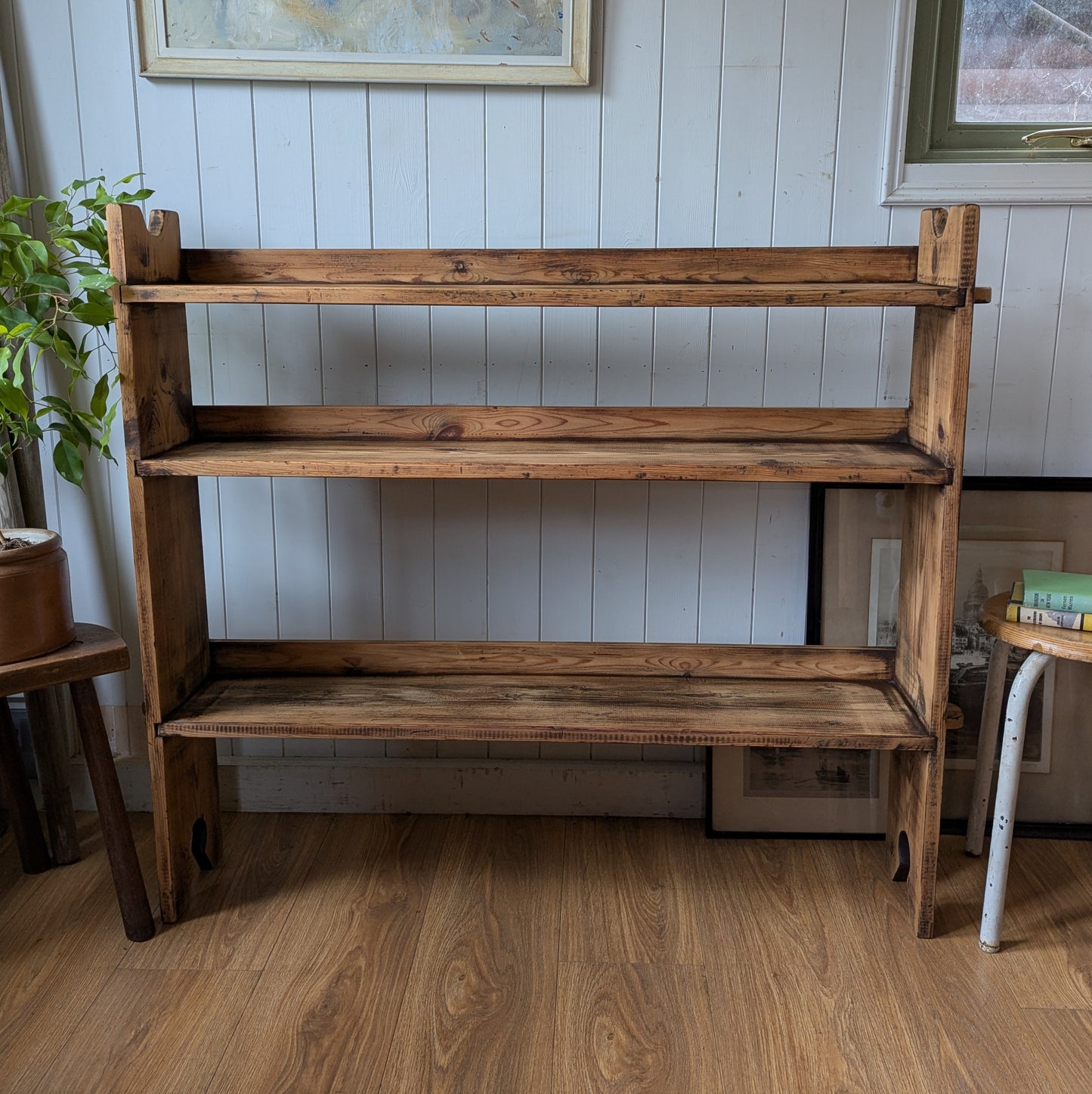 Rustic Antique Pine Shelving Unit