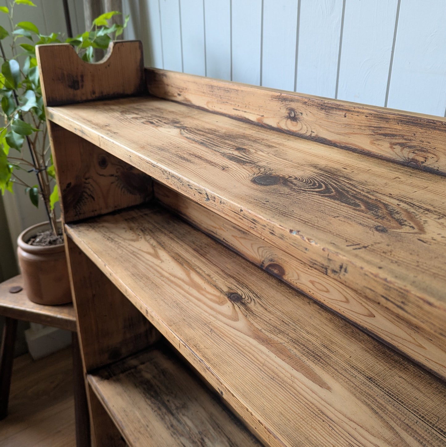 Rustic Antique Pine Shelving Unit