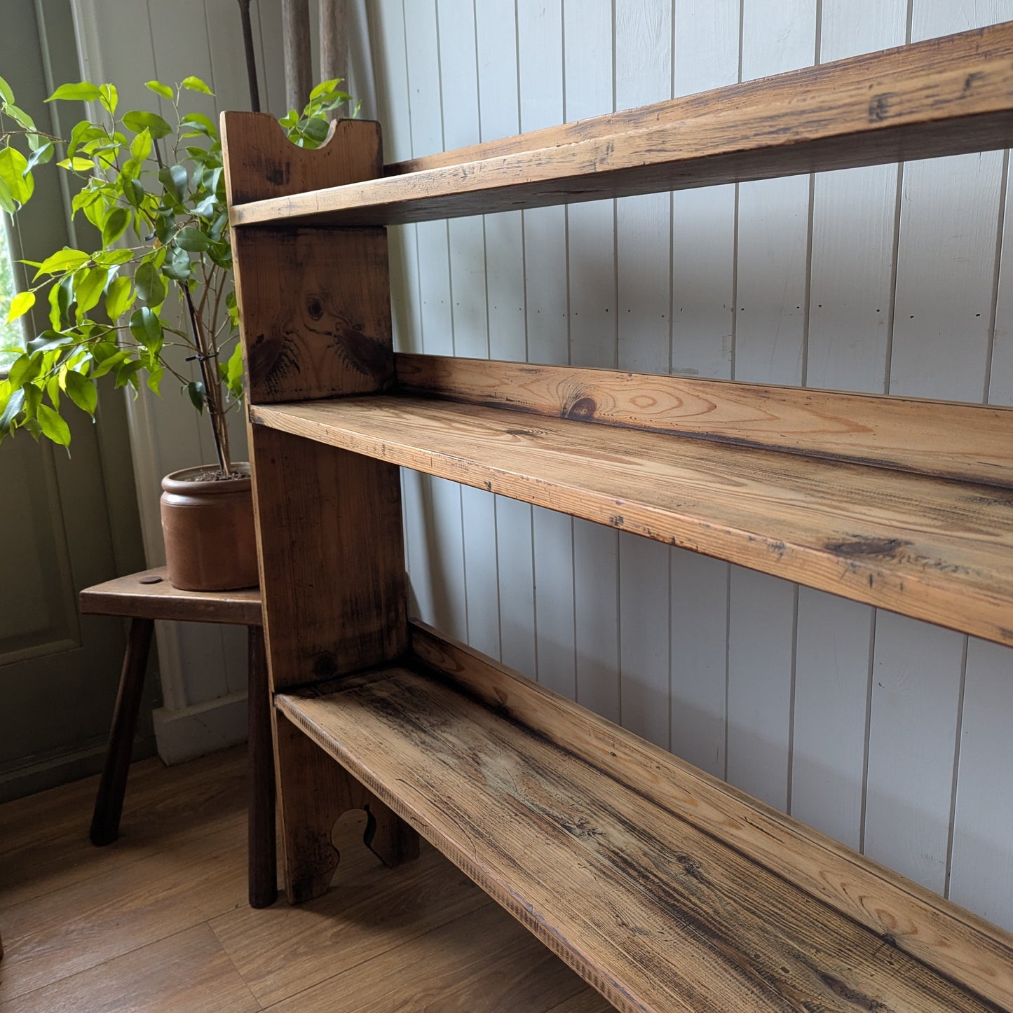 Rustic Antique Pine Shelving Unit