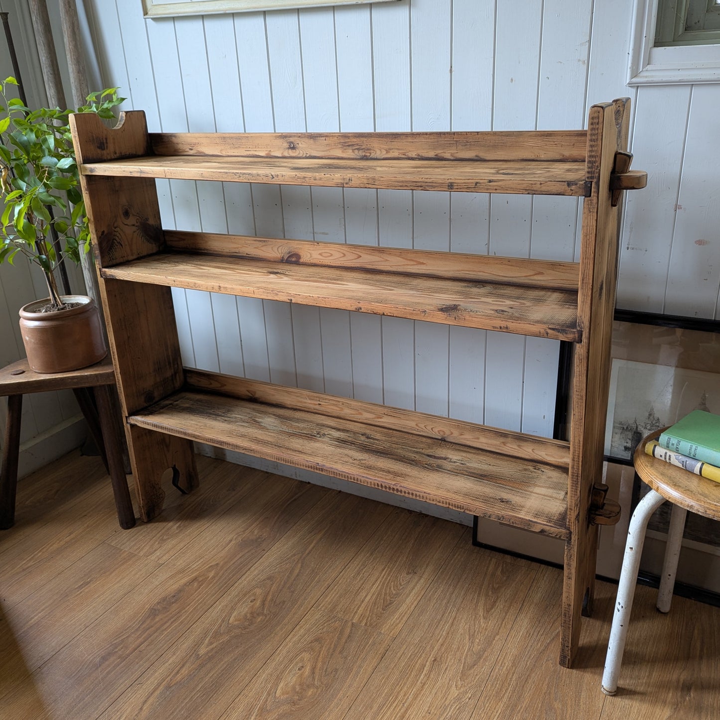 Rustic Antique Pine Shelving Unit