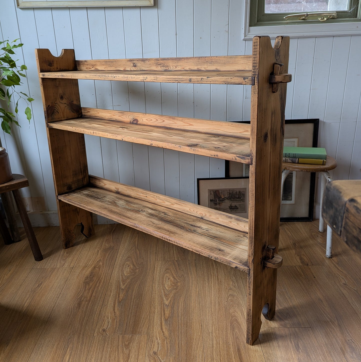 Rustic Antique Pine Shelving Unit