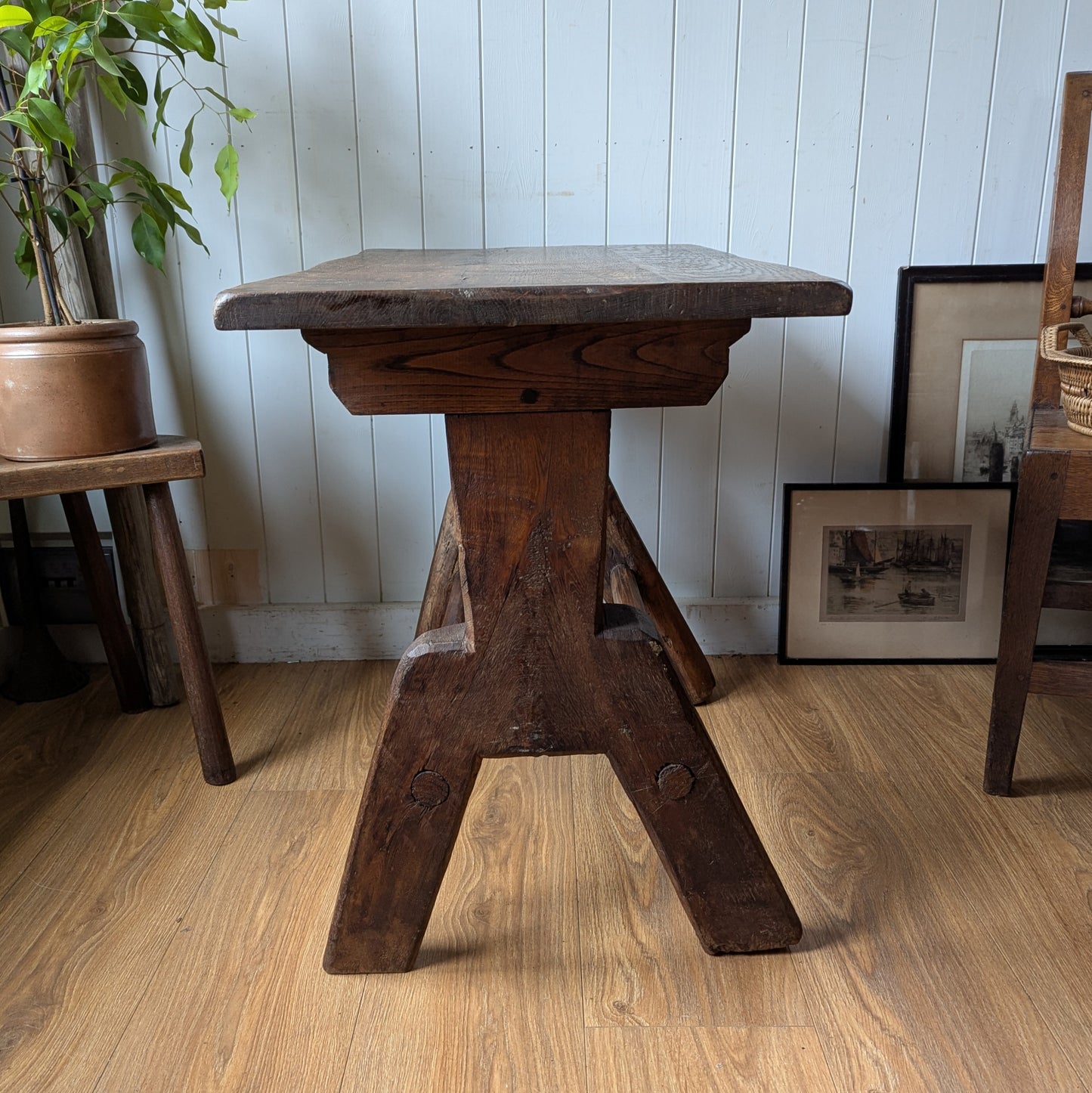 Antique French Alpine Tavern Table