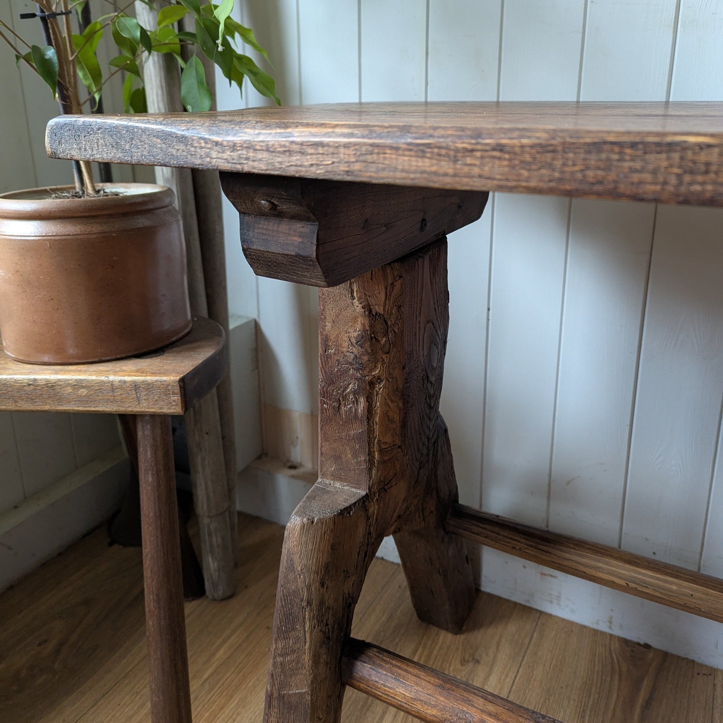 Antique French Alpine Tavern Table