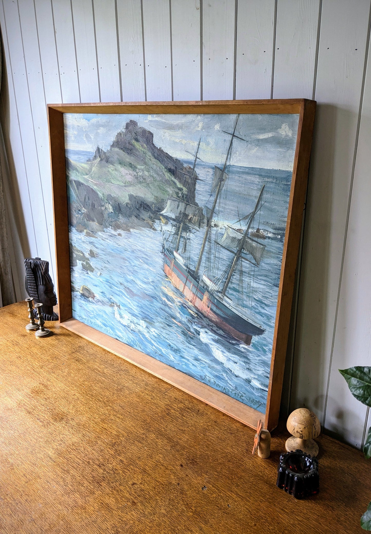 Large Vintage Nautical Oil Painting