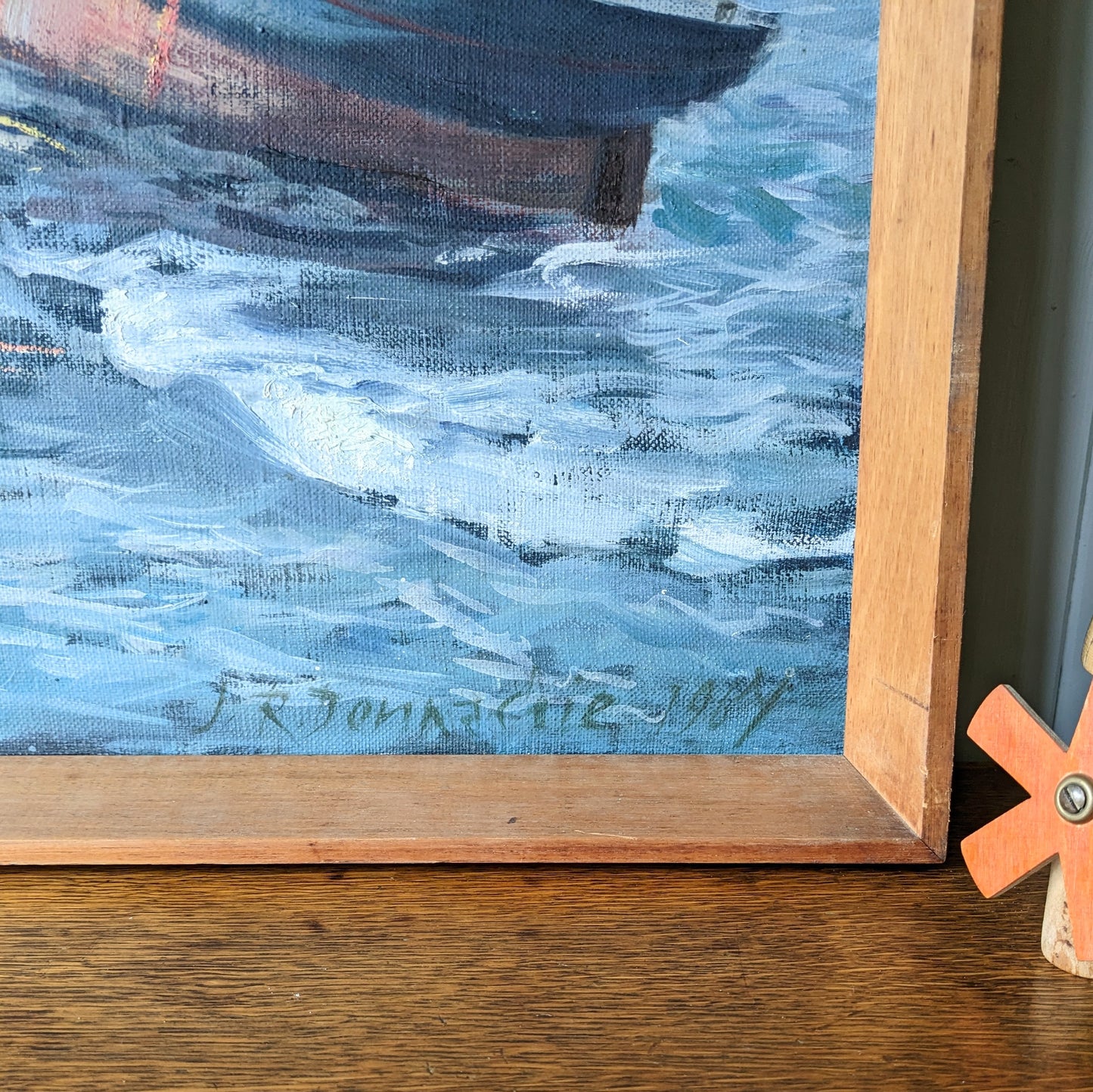 Large Vintage Nautical Oil Painting