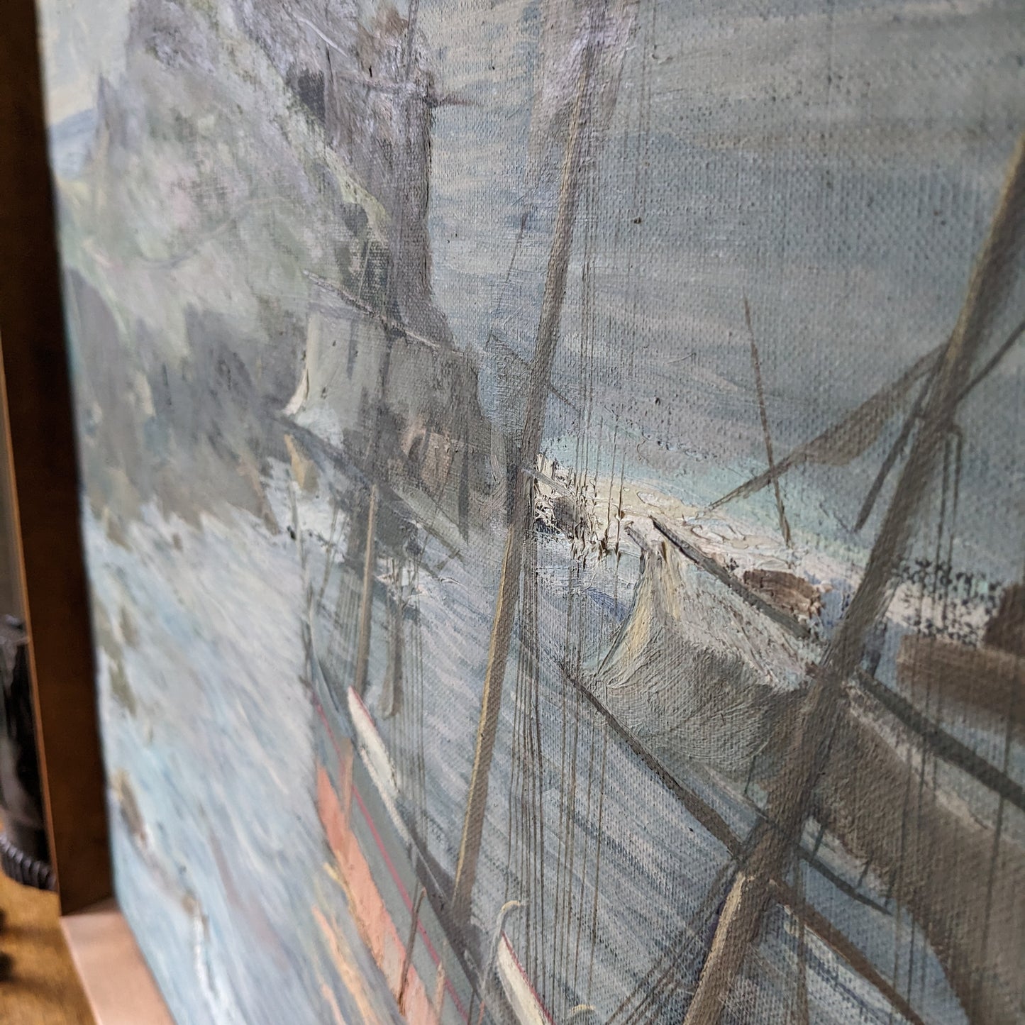 Large Vintage Nautical Oil Painting