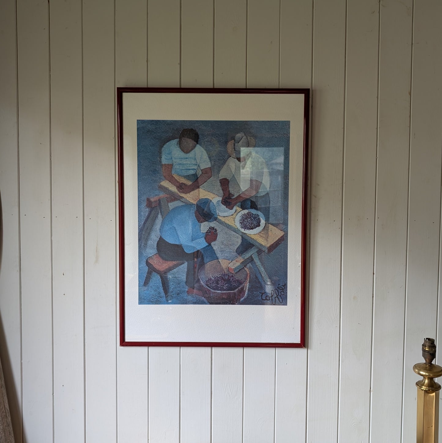 Mid Century Print "Fisherman at Work"