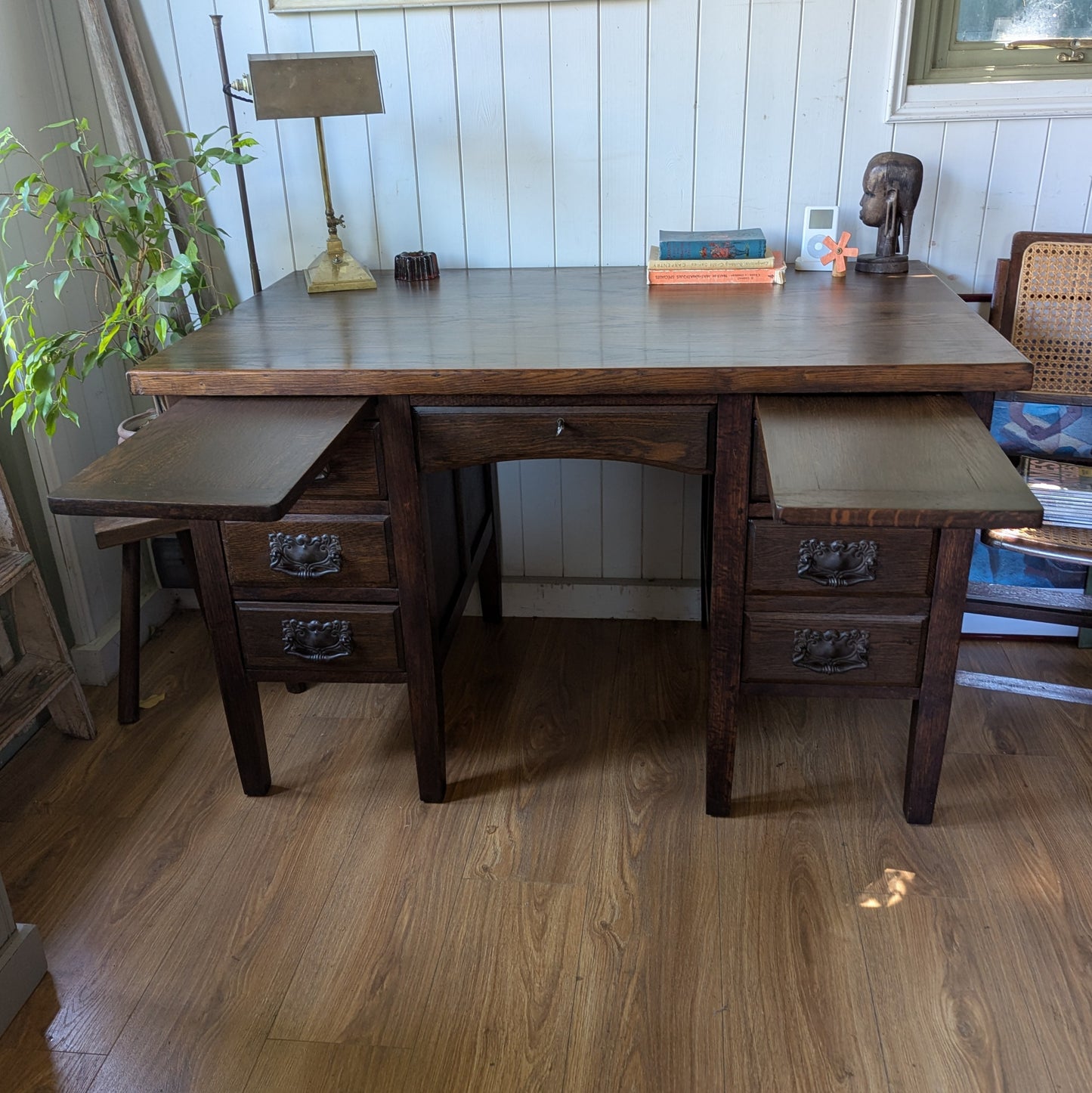 Oak Twin Pedestal Desk