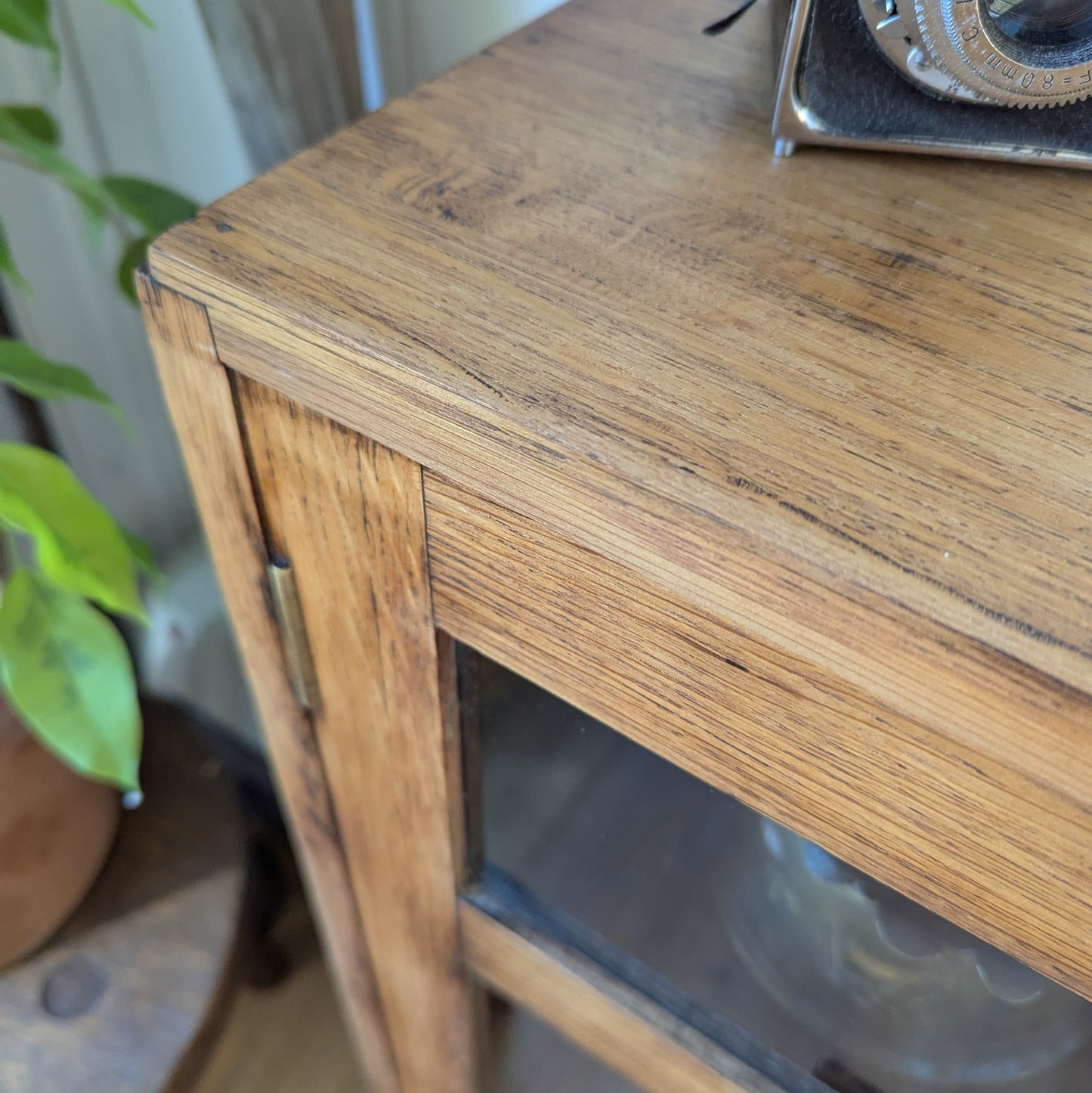 1950s Small Glazed Oak Bookcase