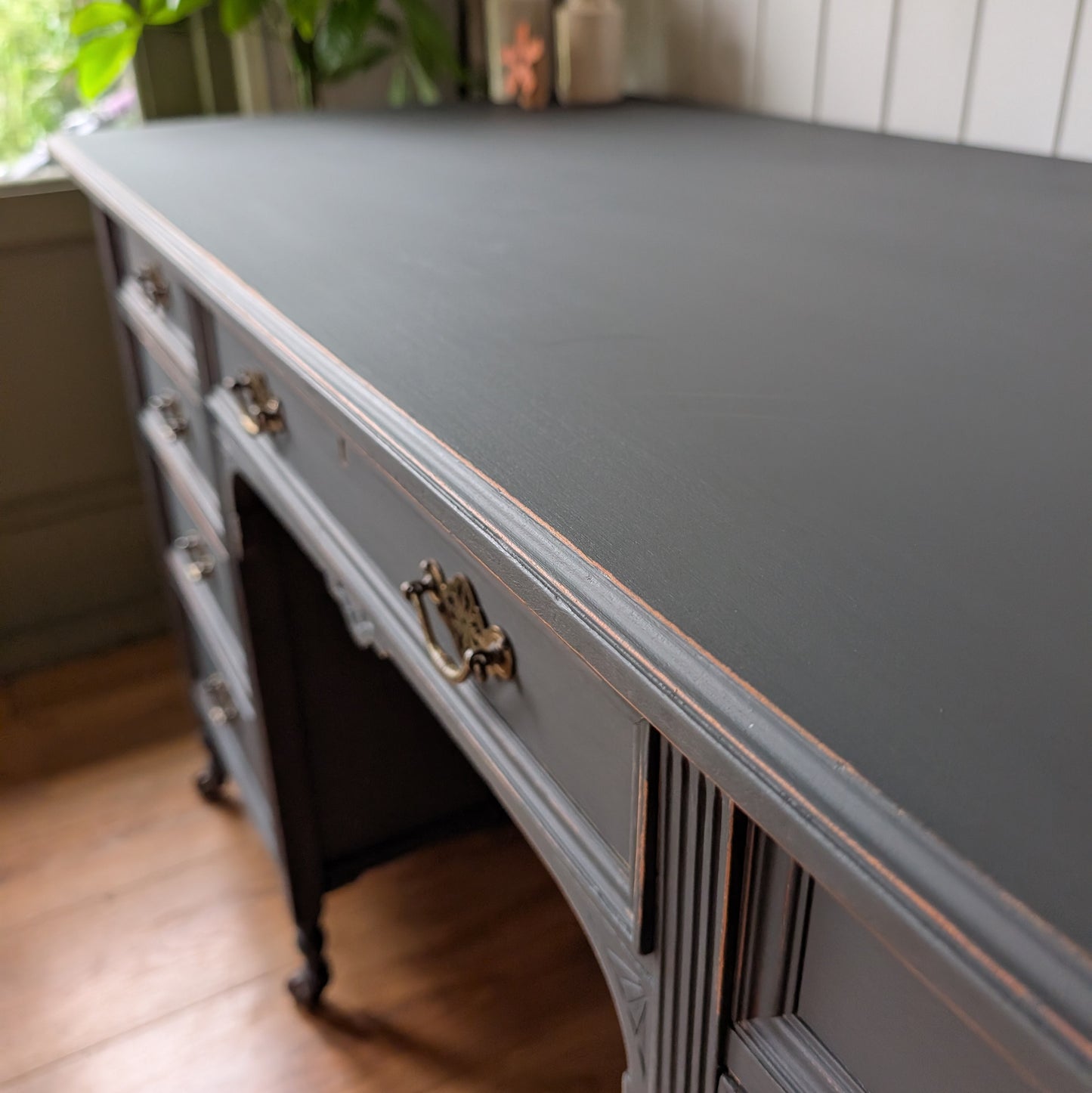 Painted Antique Twin Pedestal Desk