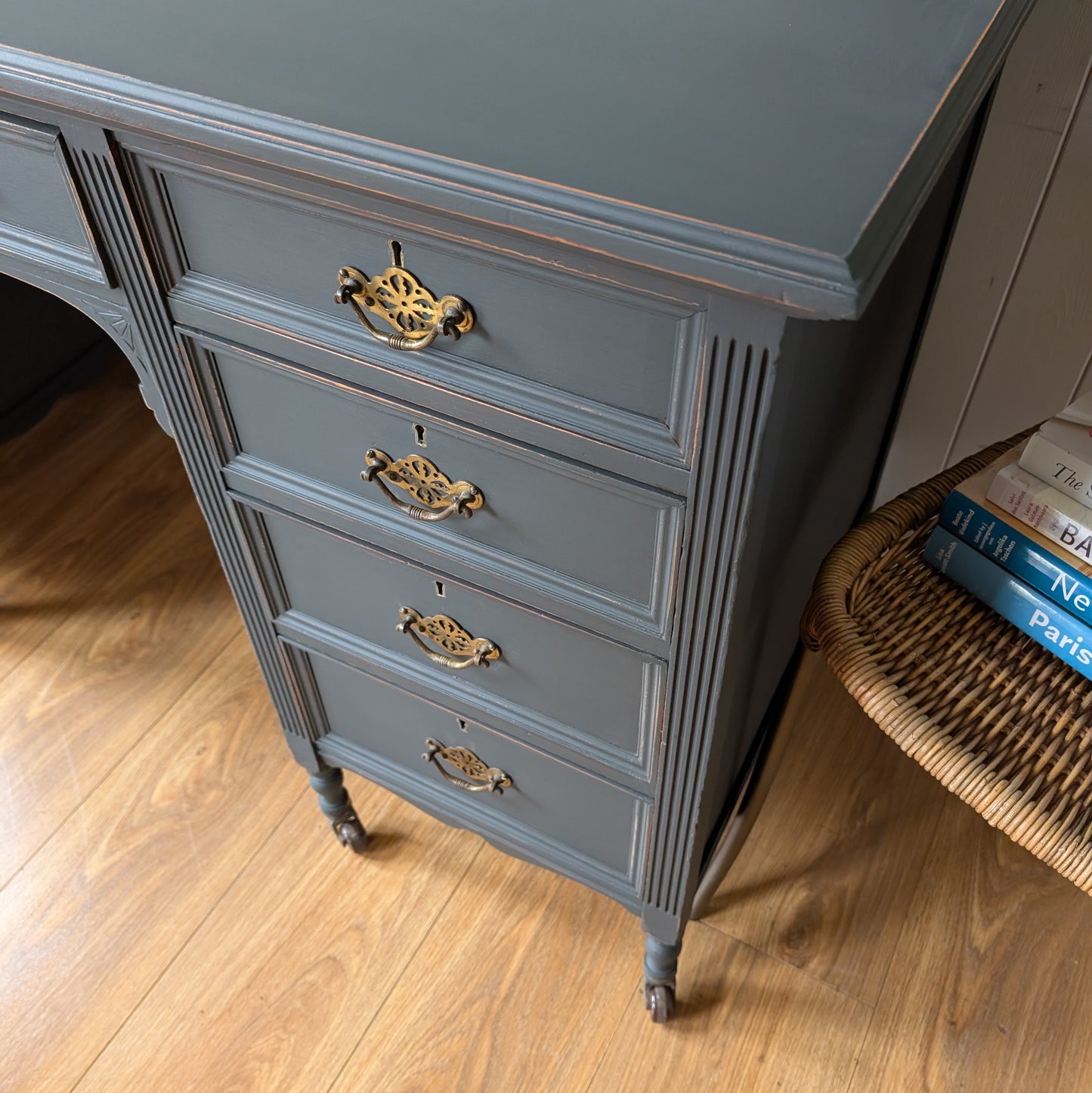 Painted Antique Twin Pedestal Desk
