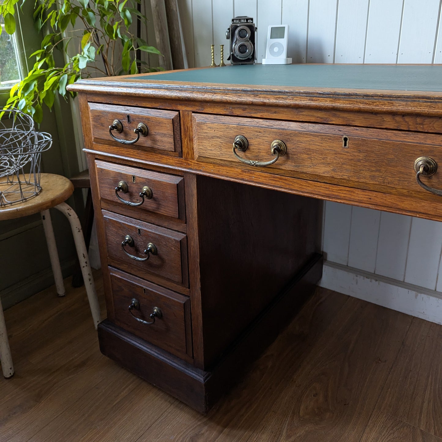 Antique Oak Twin Pedestal Desk