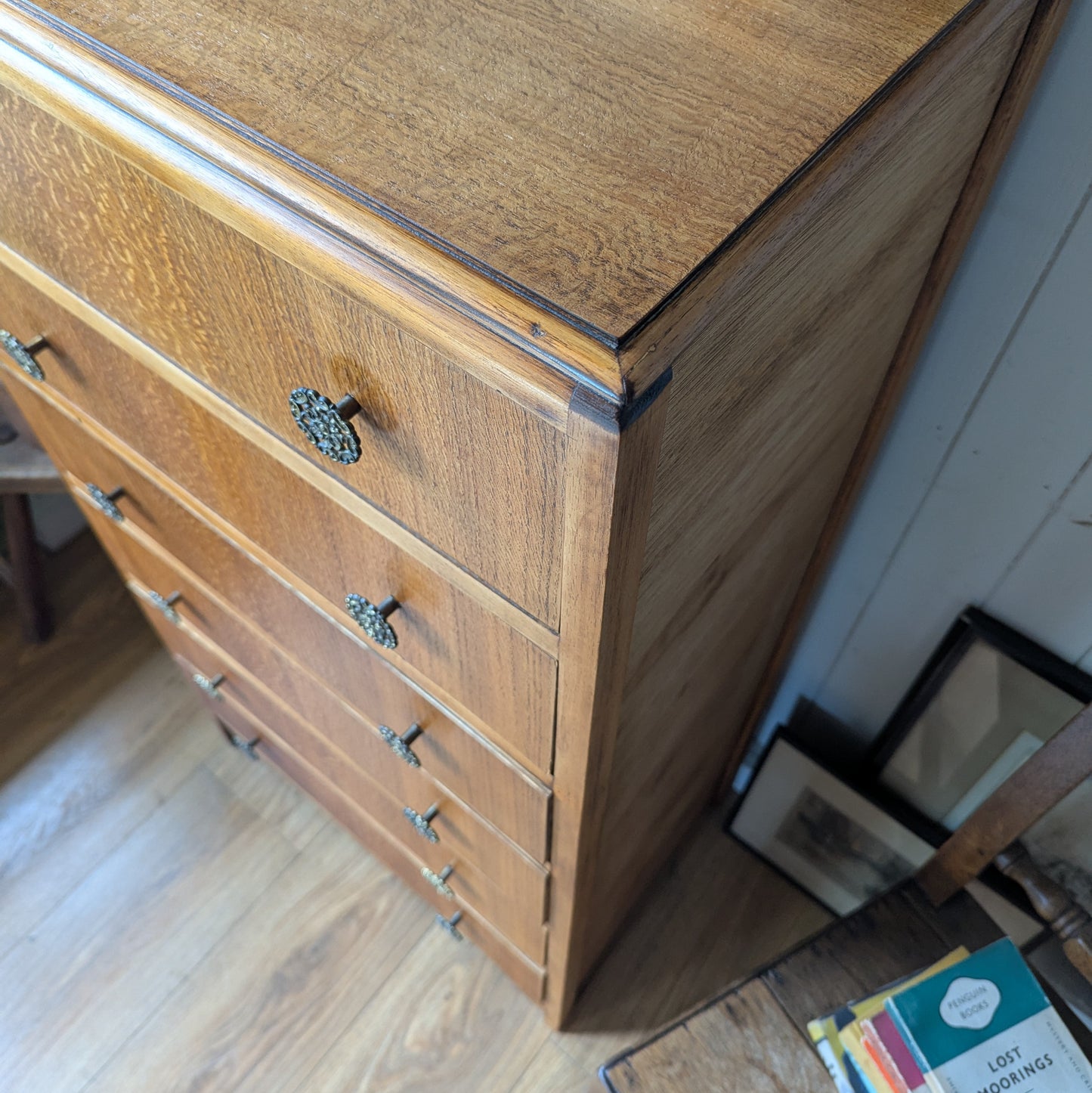Tall Vintage Oak Chest of Drawers