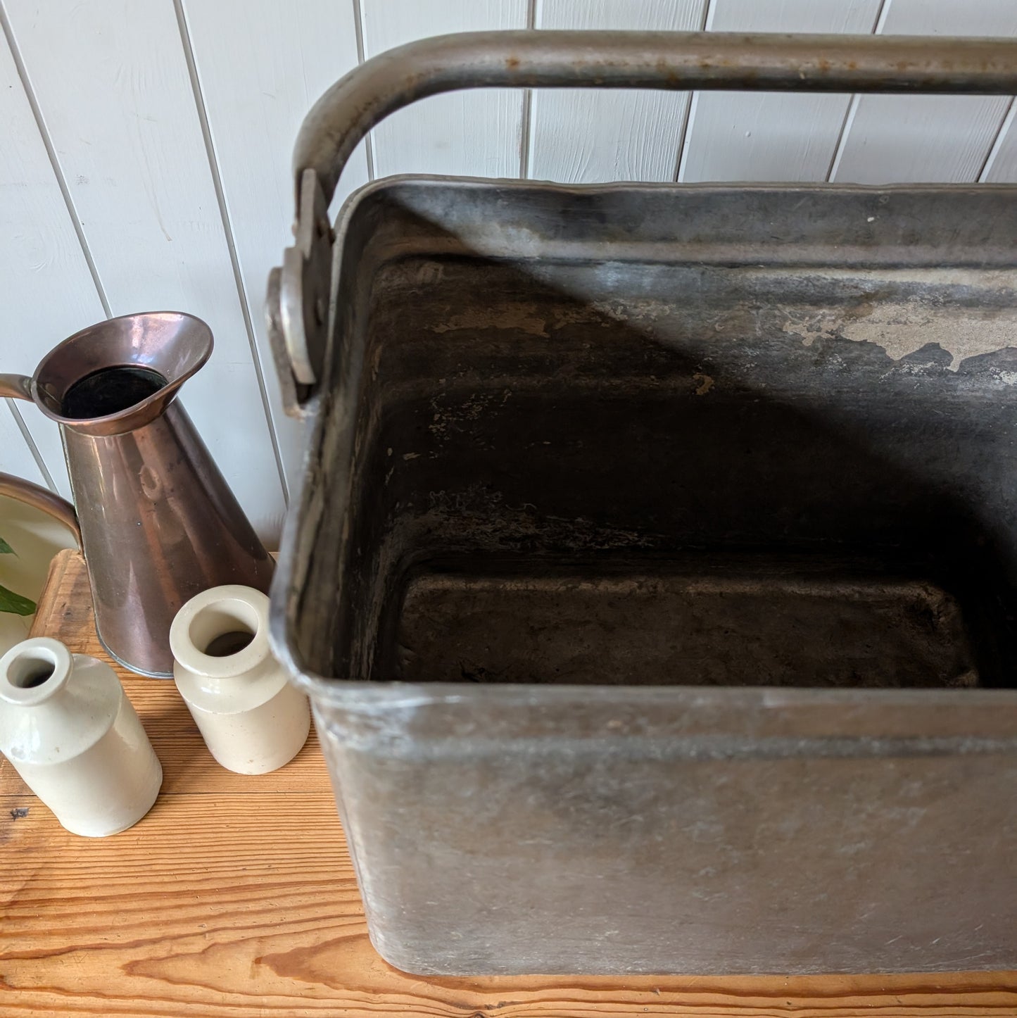 Vintage Galvanised Steel Military Bucket