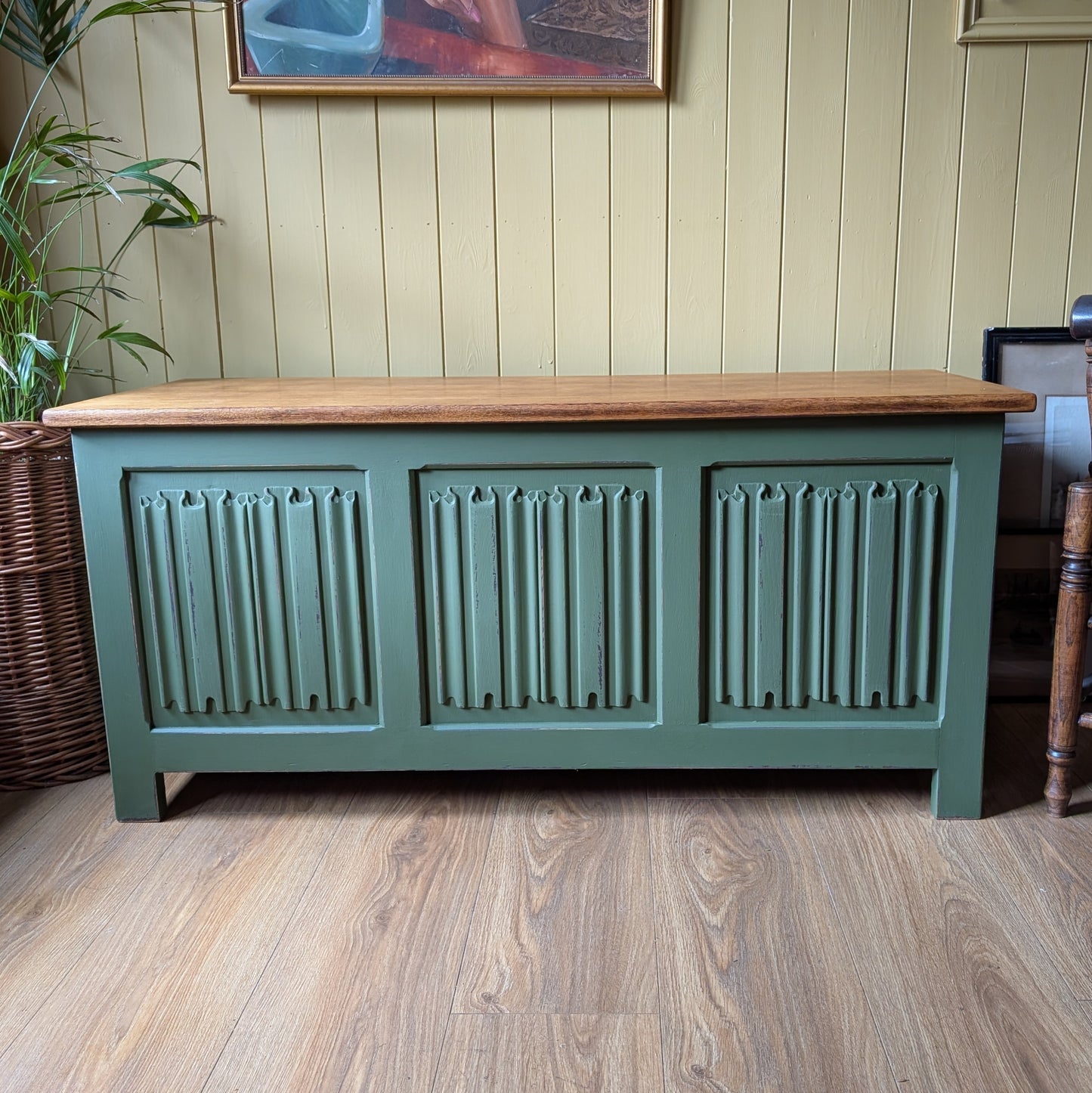 Large Painted Vintage Blanket Box