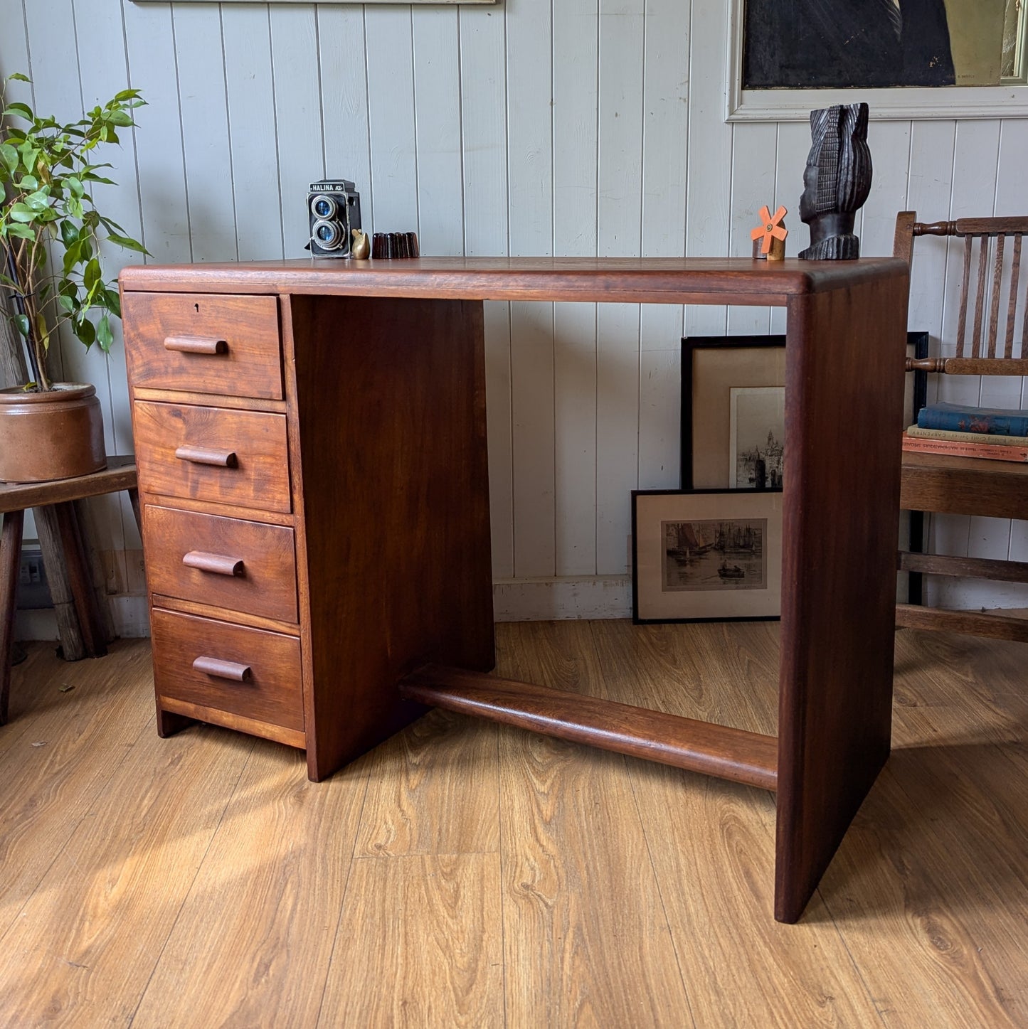 1950s Art Deco Teak Desk