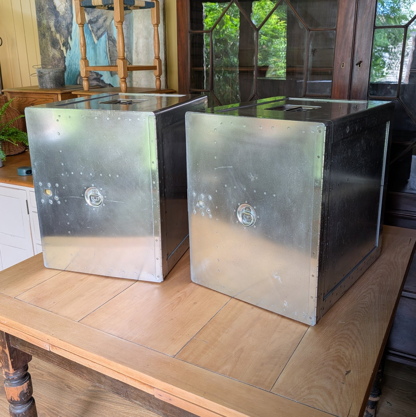Pair of Vintage Industrial Aluminium Flight Cases