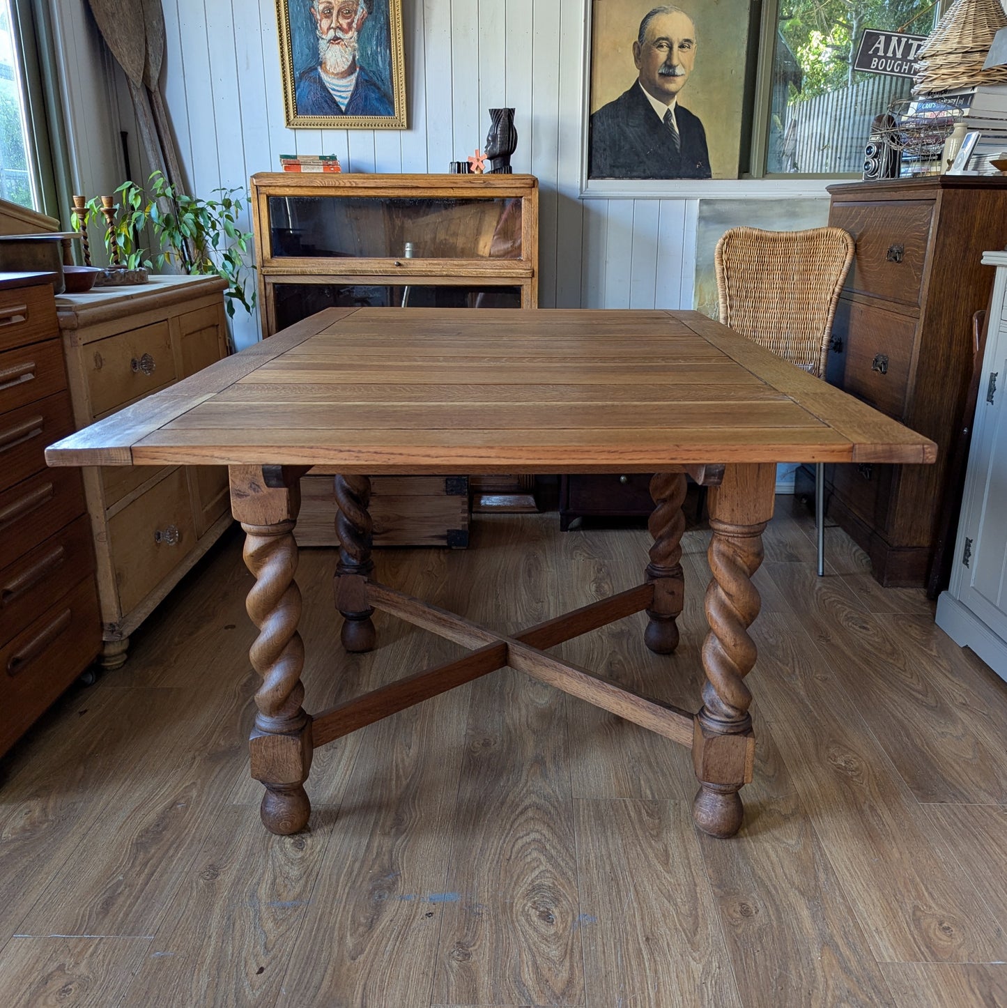 Antique Oak Draw Leaf Table