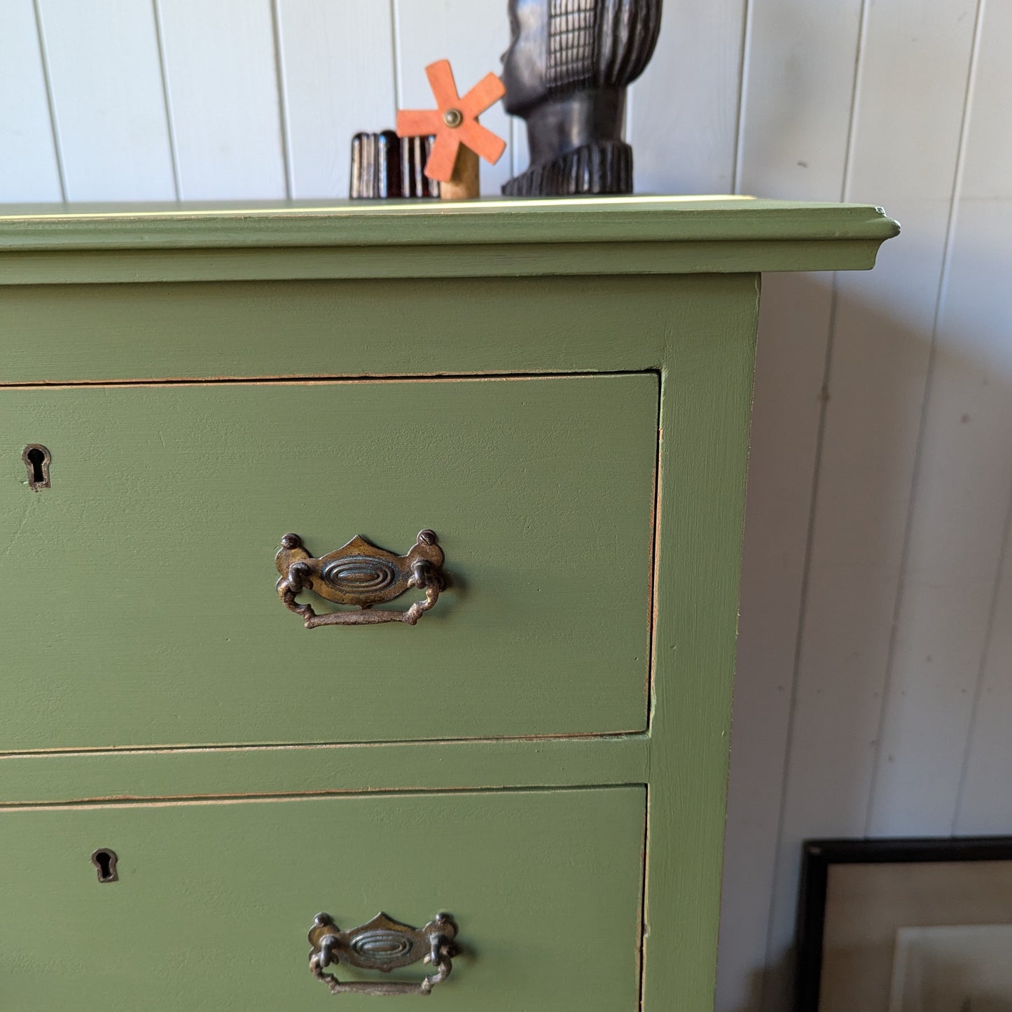 Tall Painted Antique Chest of Drawers