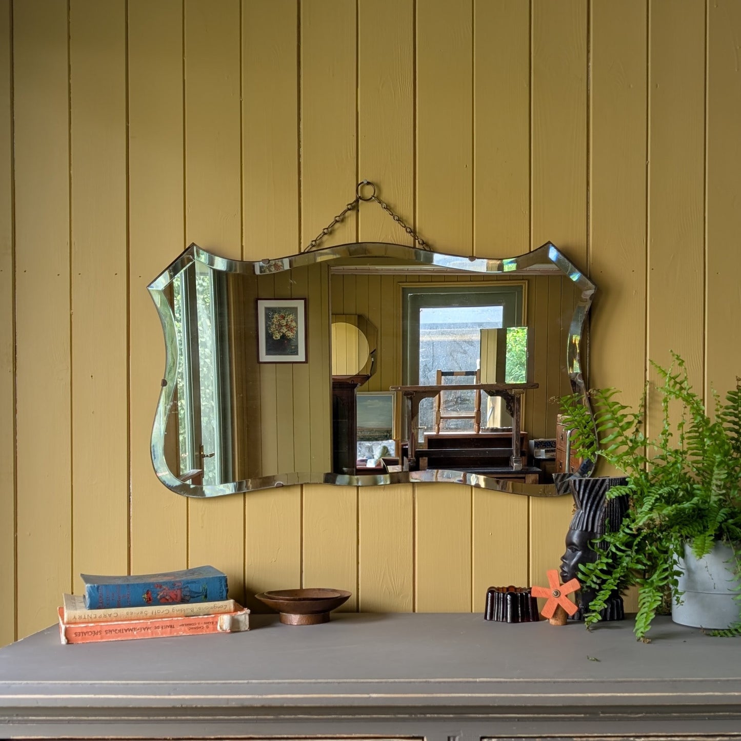 Vintage Art Deco Mirror on Chain