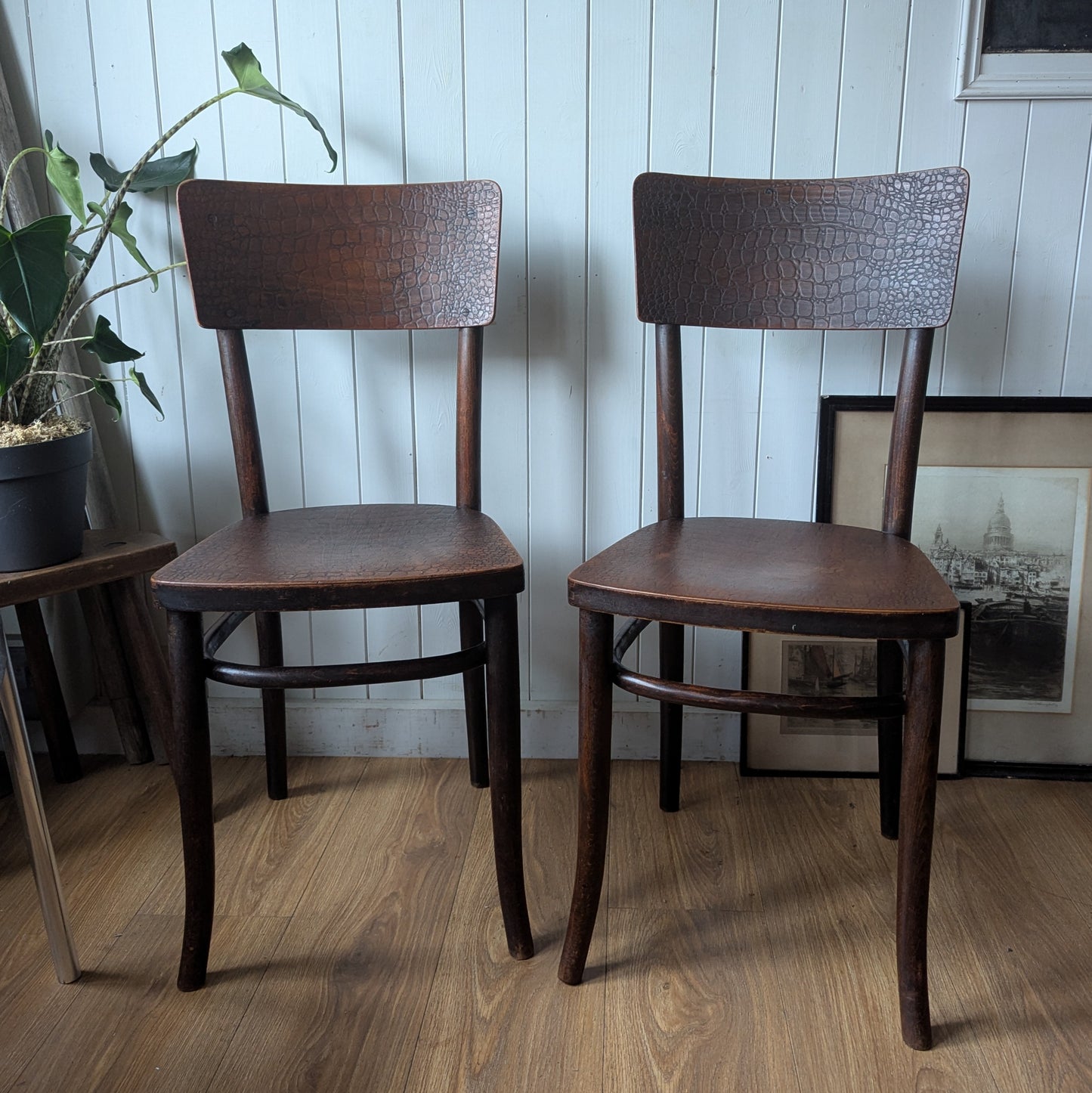 Pair of Antique Bentwood "Moc Croc" Bistro Chairs.
