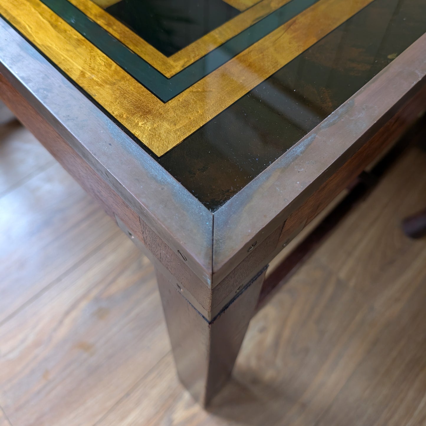 Mid Century Campaign Style Coffee Table/Chess Table