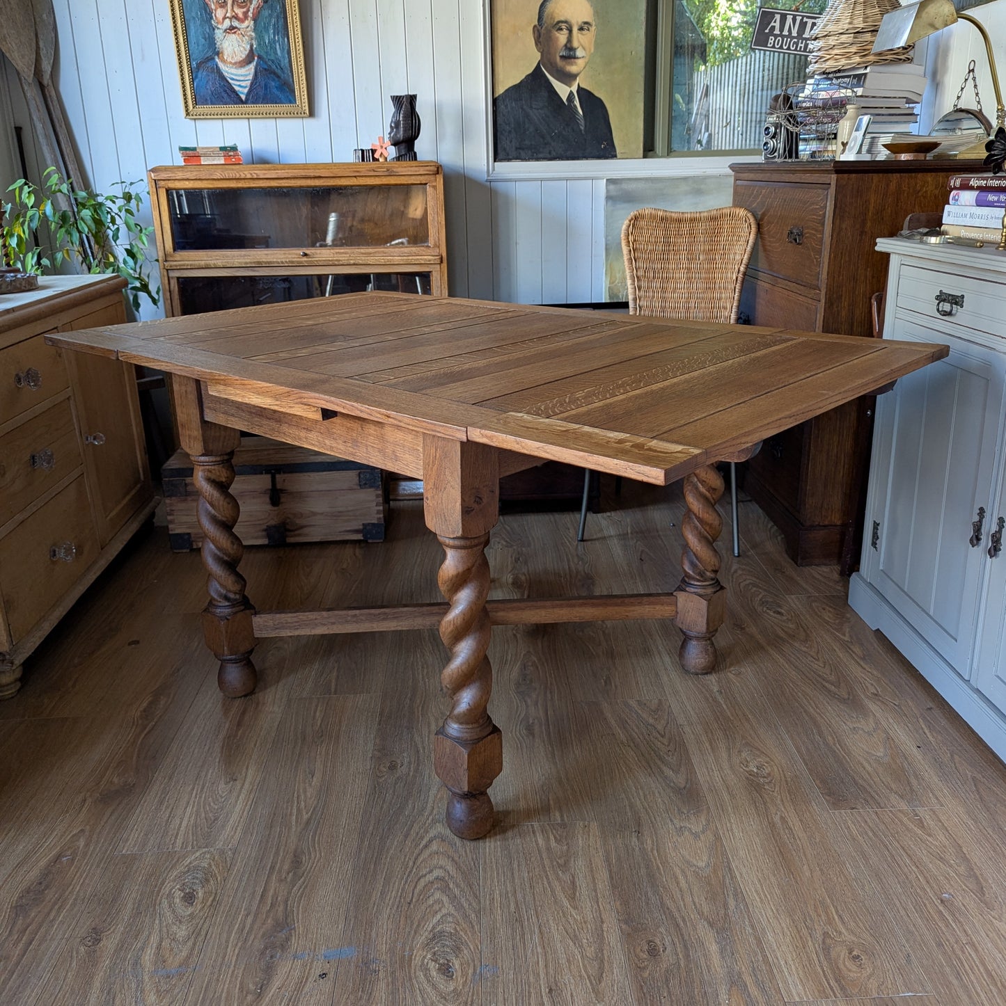 Antique Oak Draw Leaf Table