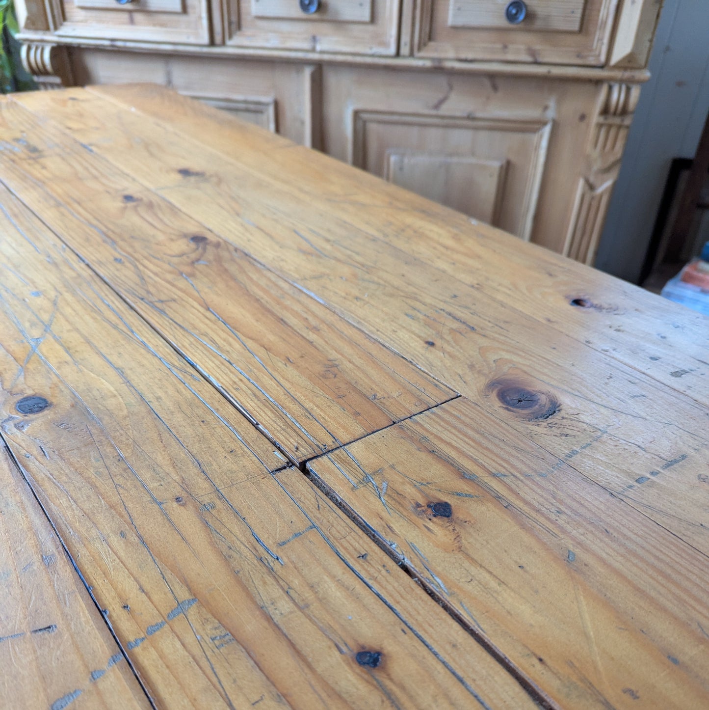 Vintage Pine Trestle Table