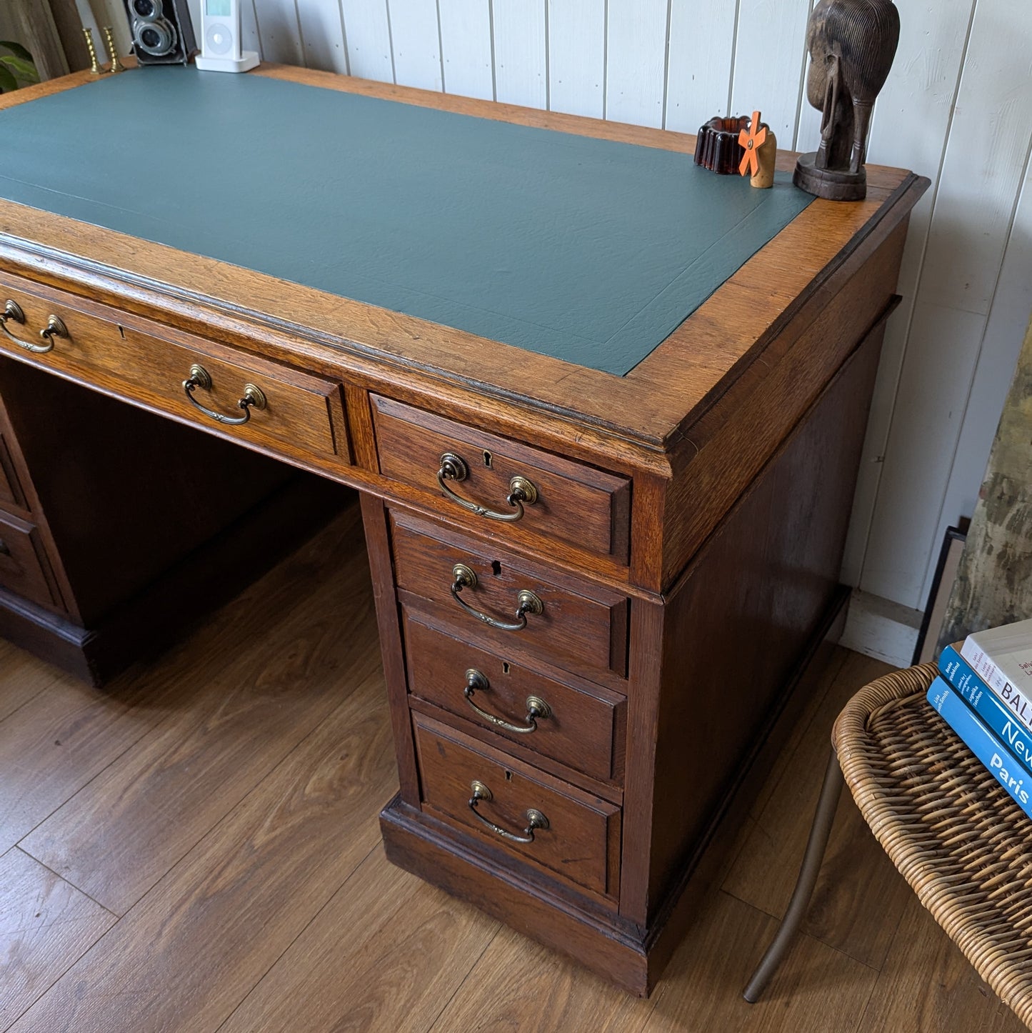 Antique Oak Twin Pedestal Desk