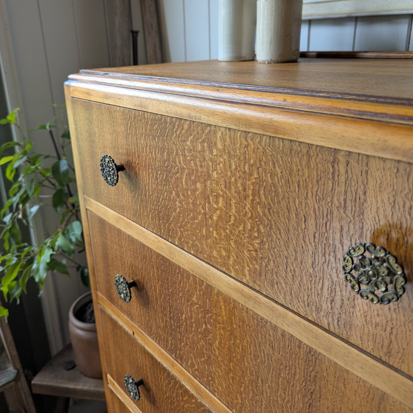 Tall Vintage Oak Chest of Drawers