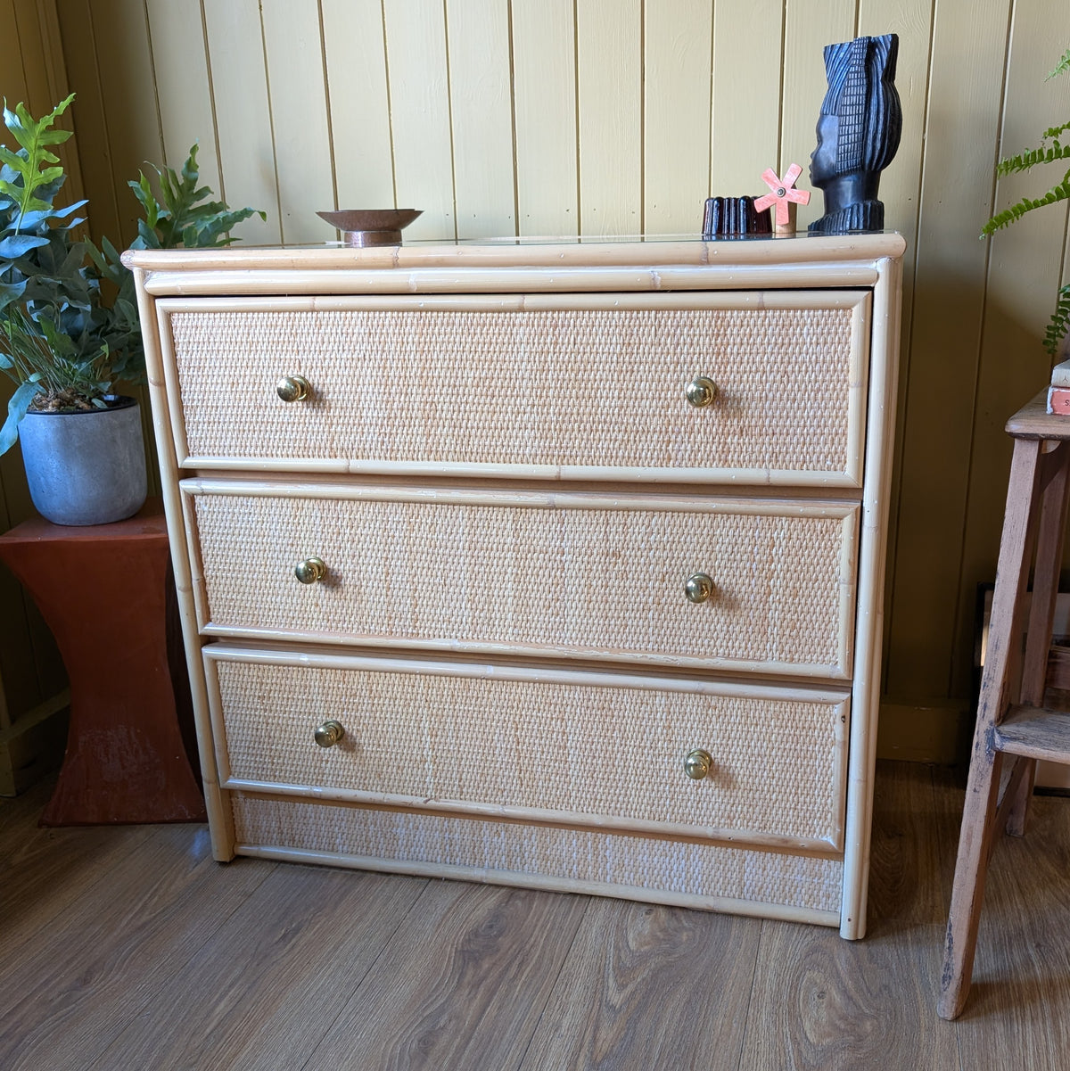 Small Mid Century Bamboo Chest of Drawers