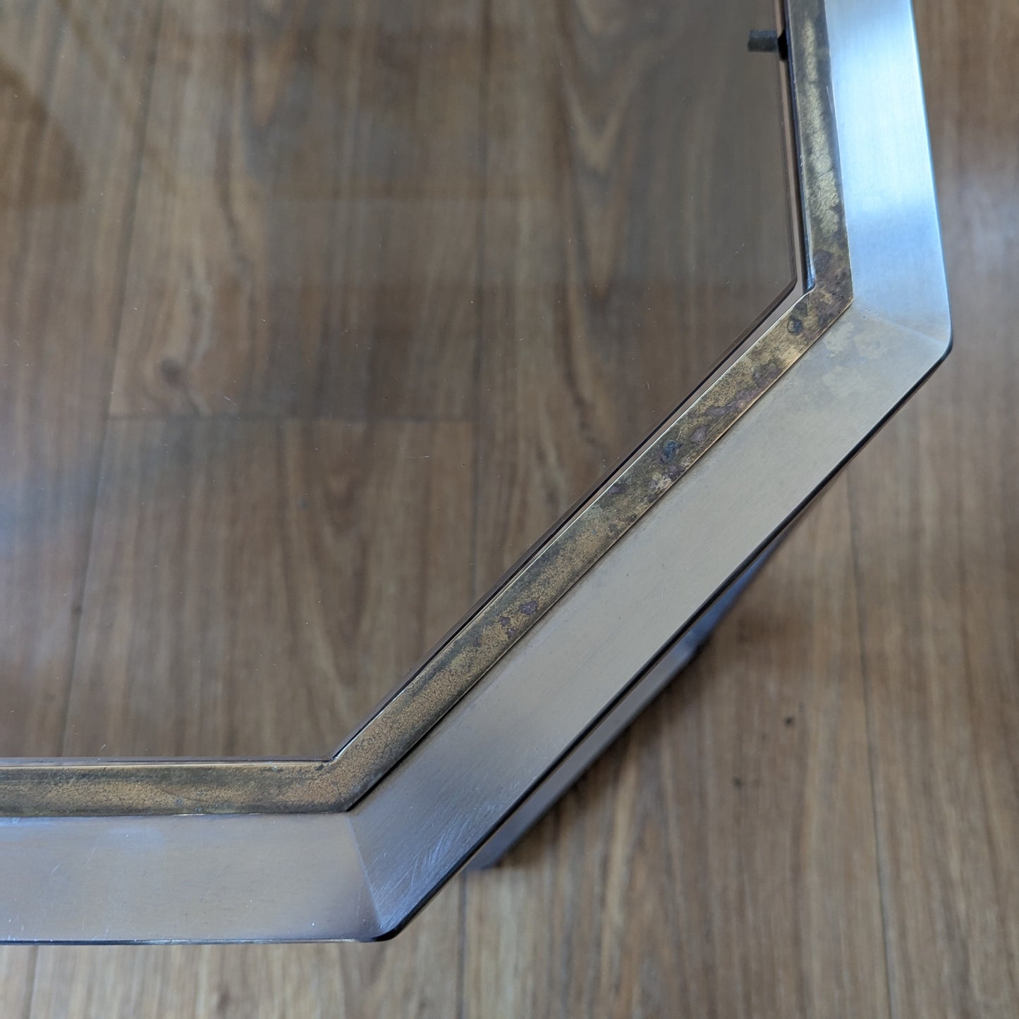Mid Century Chrome and Brass Coffee Table