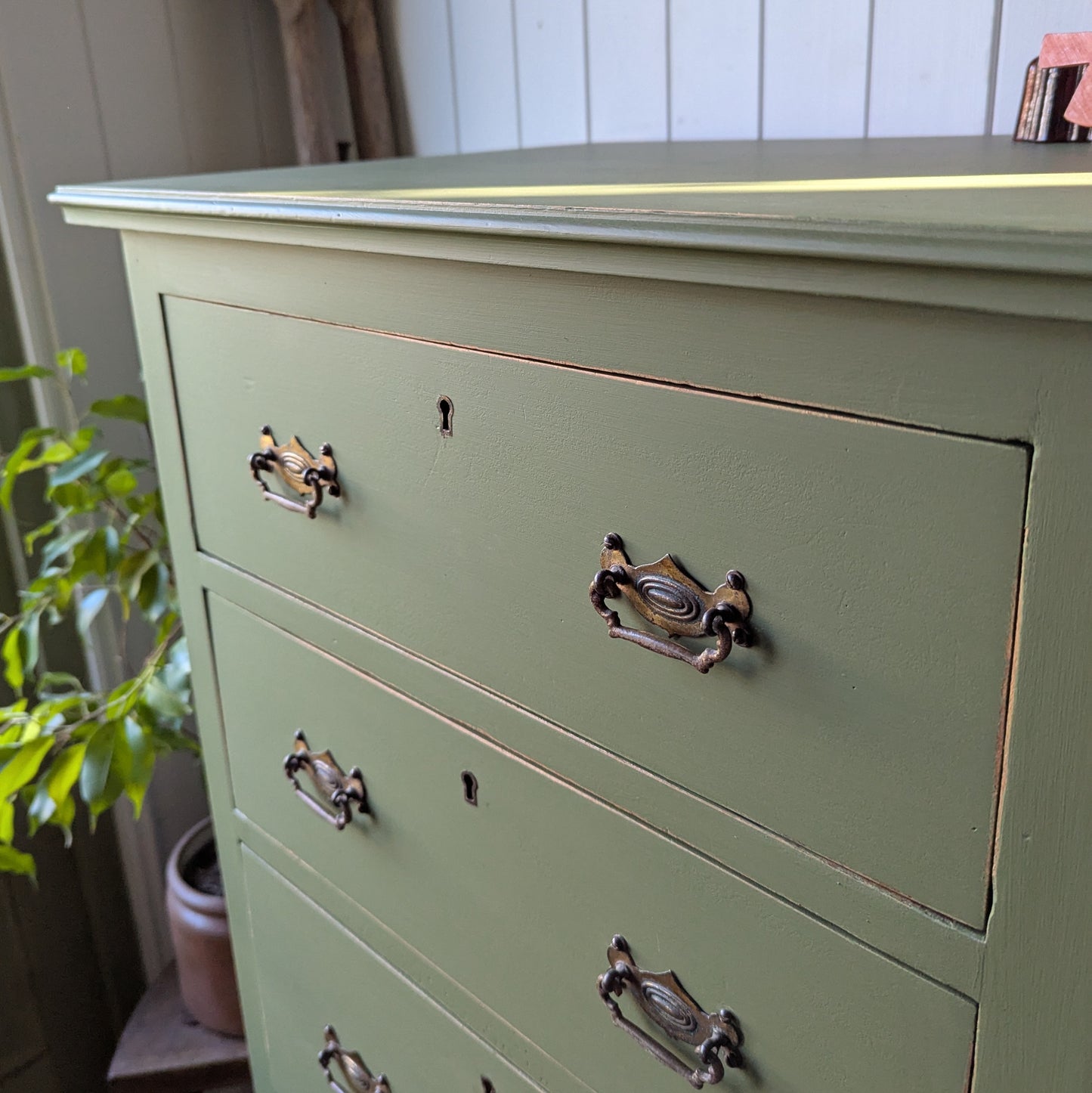 Tall Painted Antique Chest of Drawers