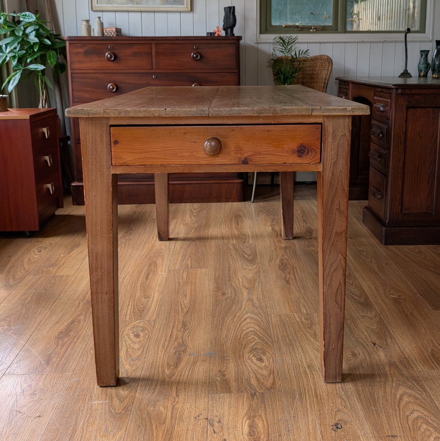 Victorian Kitchen Table and Six Chairs