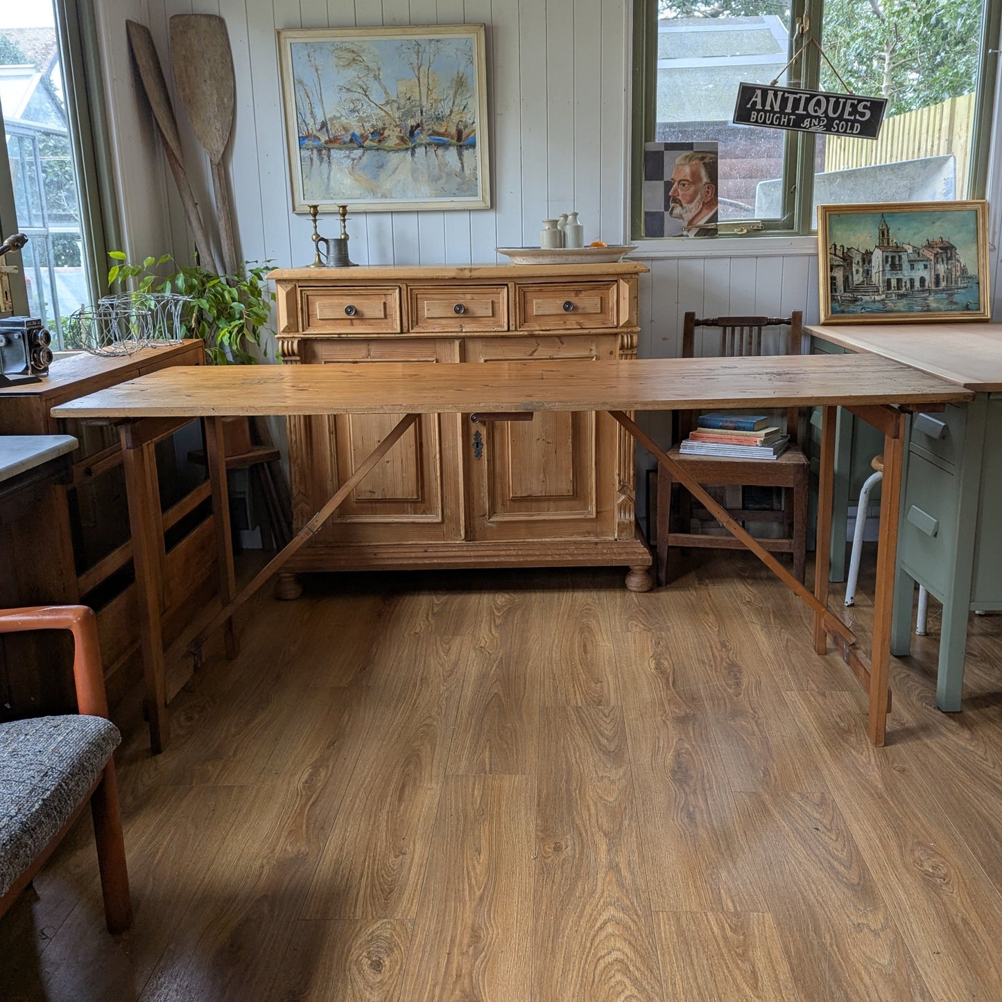 Vintage Pine Trestle Table