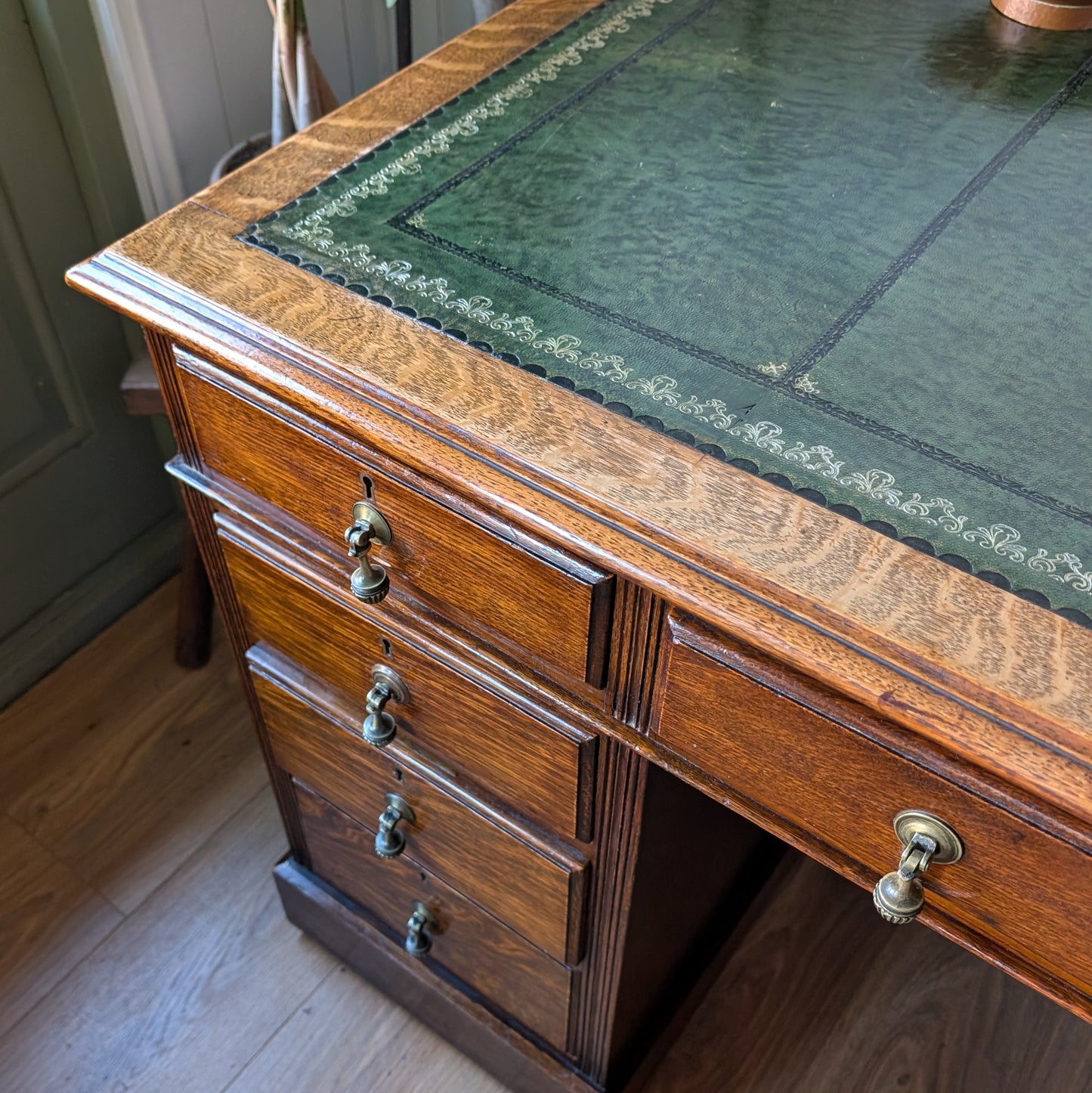 Antique Oak Twin Pedestal Desk