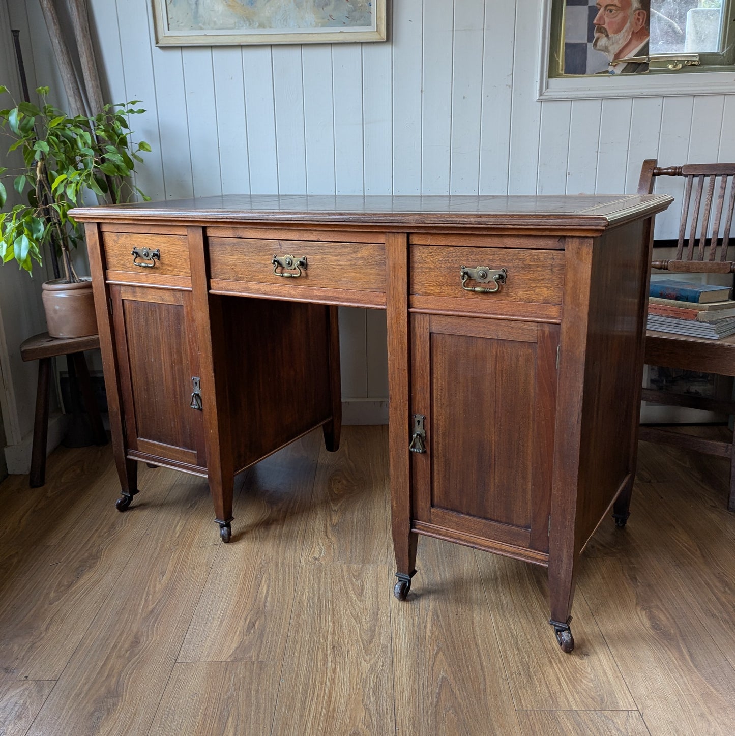 Antique Twin Pedestal Desk