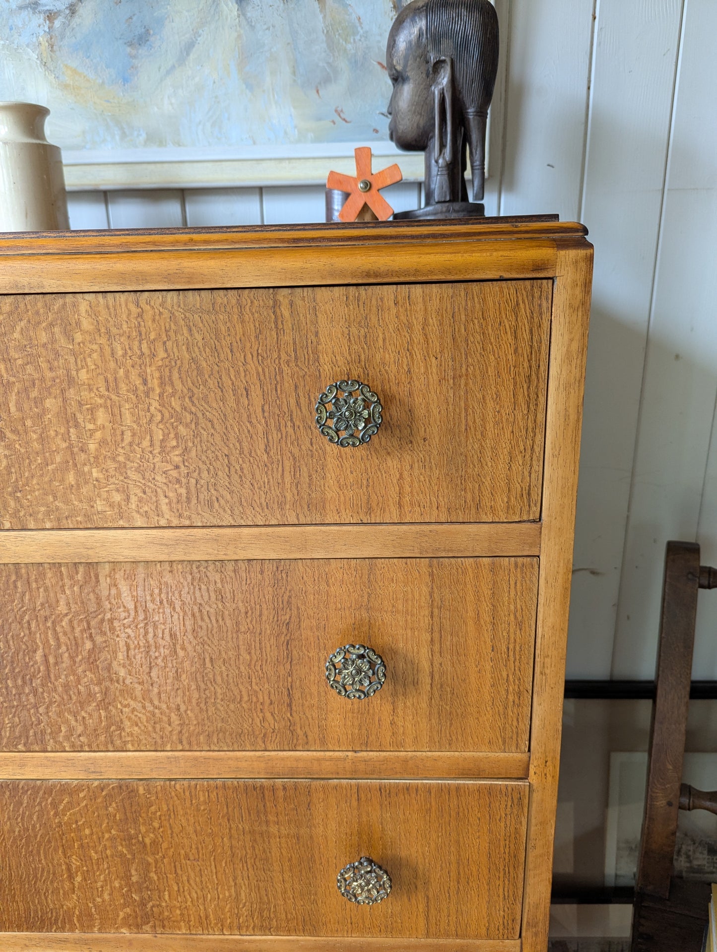 Tall Vintage Oak Chest of Drawers