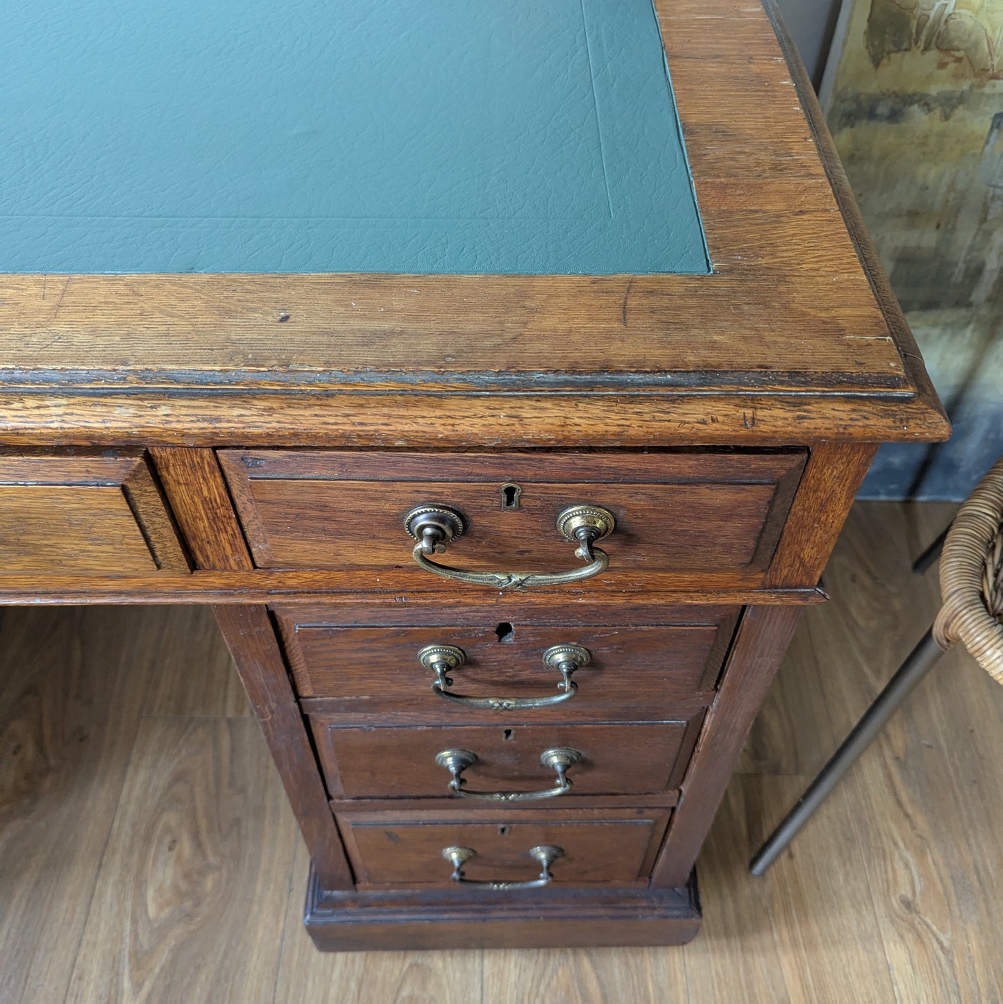 Antique Oak Twin Pedestal Desk