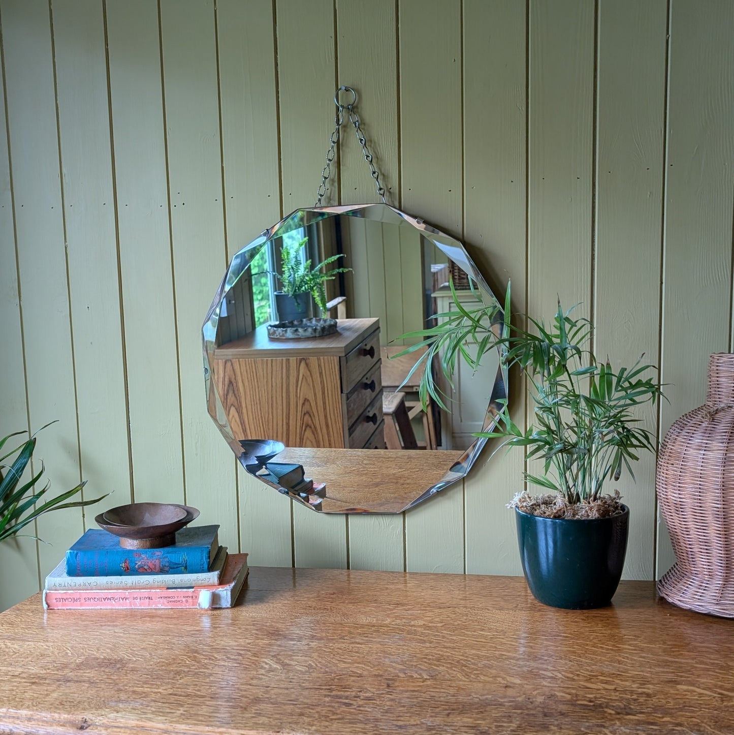 Antique Art Deco Mirror on Chain