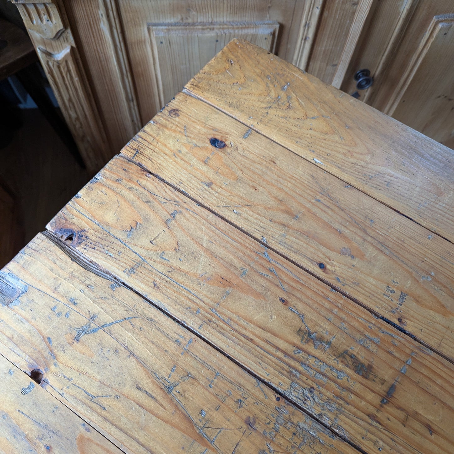 Vintage Pine Trestle Table