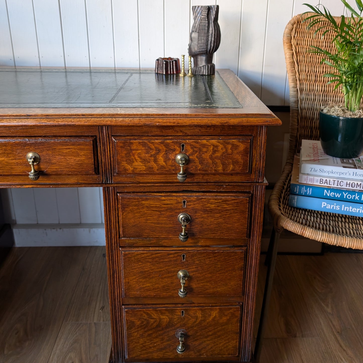 Antique Oak Twin Pedestal Desk