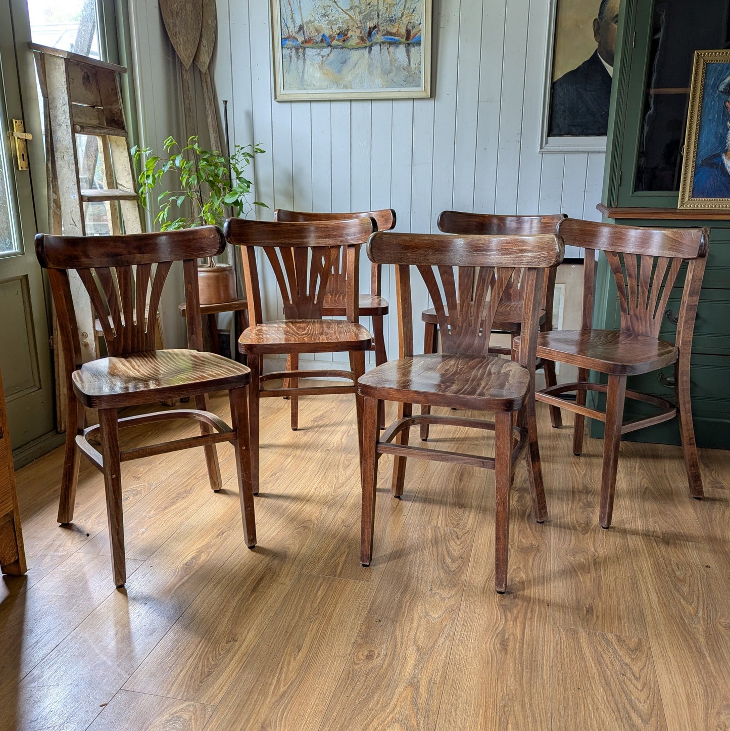 Six Vintage Belgian Bistro Chairs