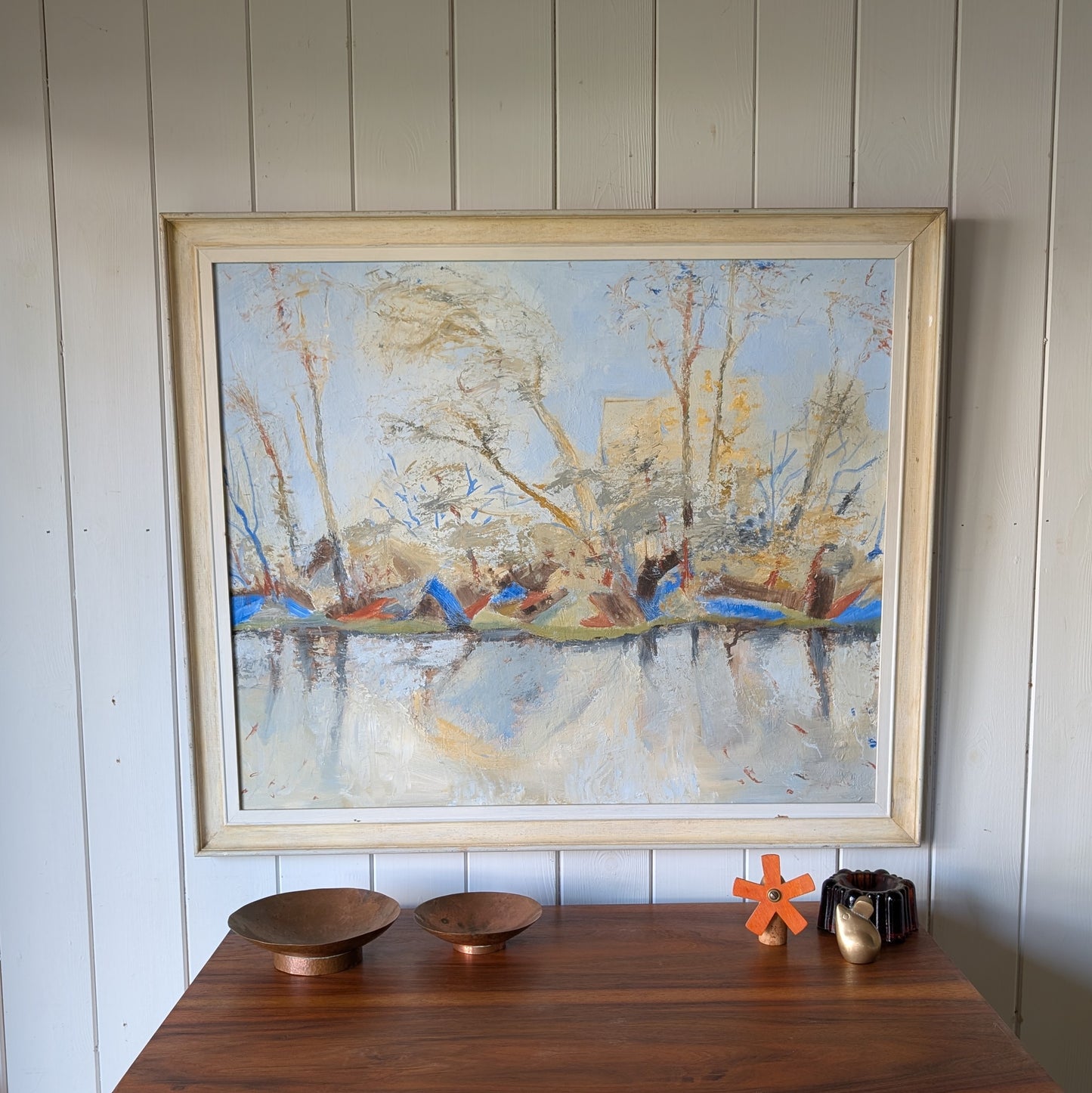 Semi Abstract "Riverside Reflections" Oil Painting