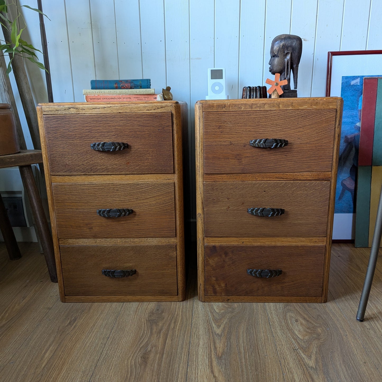 Pair of Vintage Oak Bedside Tables
